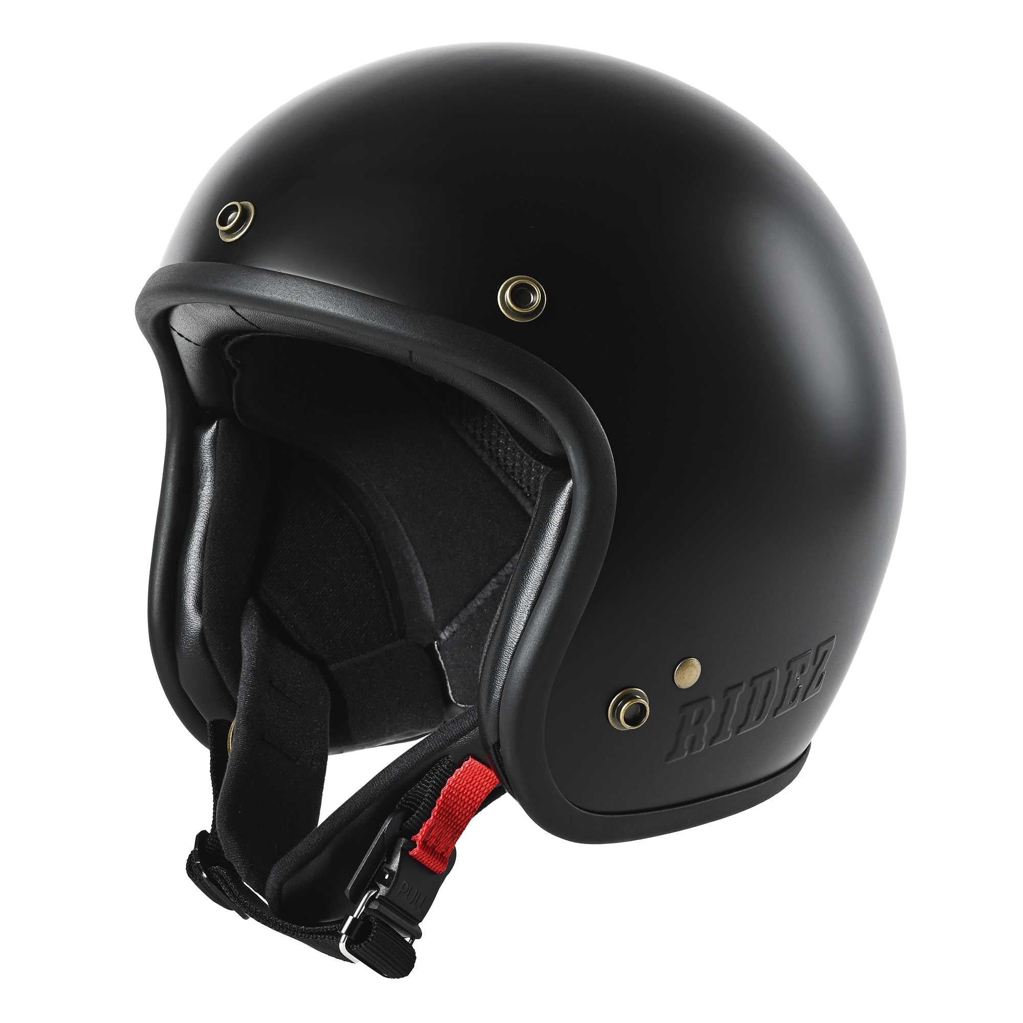 RIDEZ TQ BLACK 3 sizes jet helmet TQ-BK