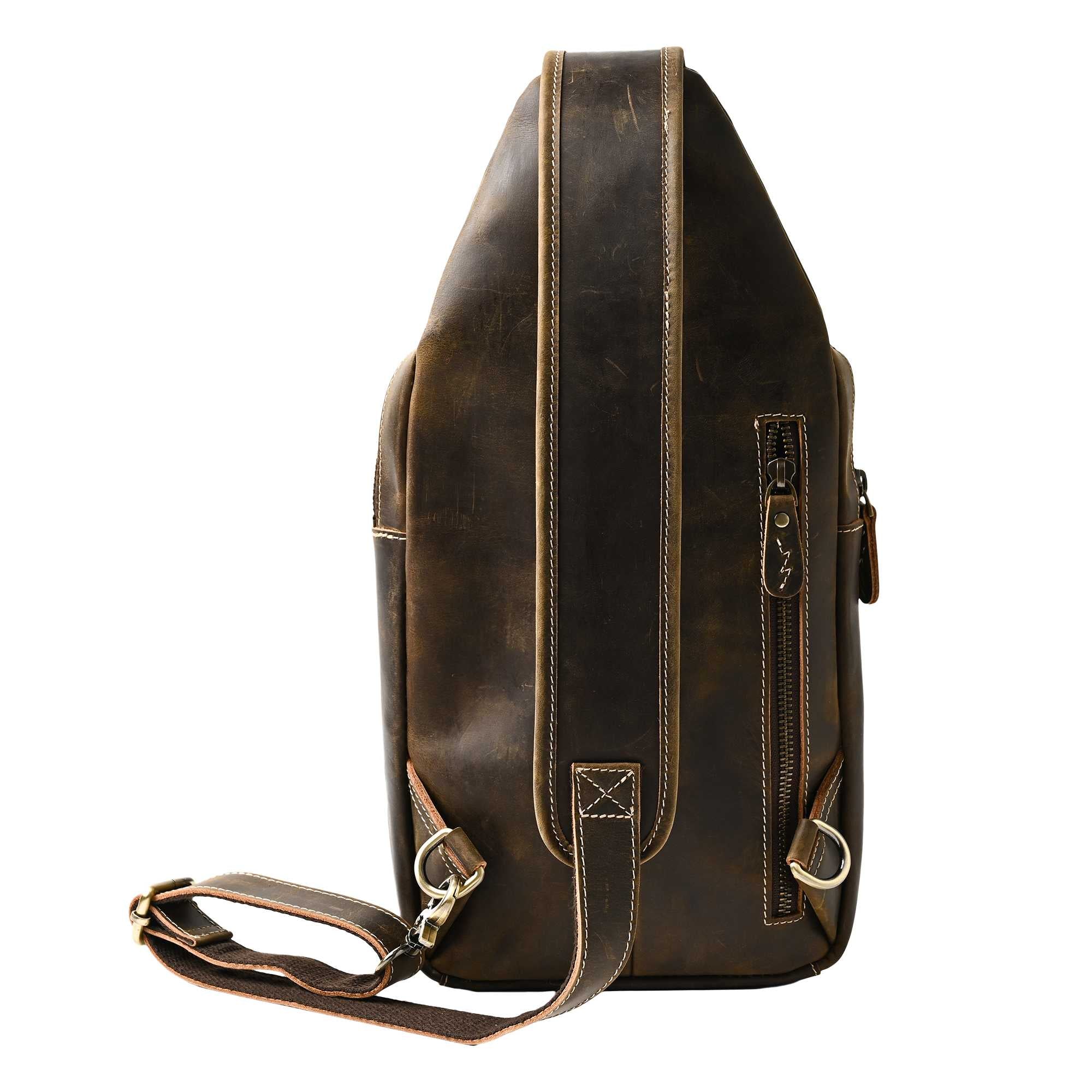 RIDEZ LEATHER CHEST BAGバイク用 ショルダーバッグ D.BROWN RBP05