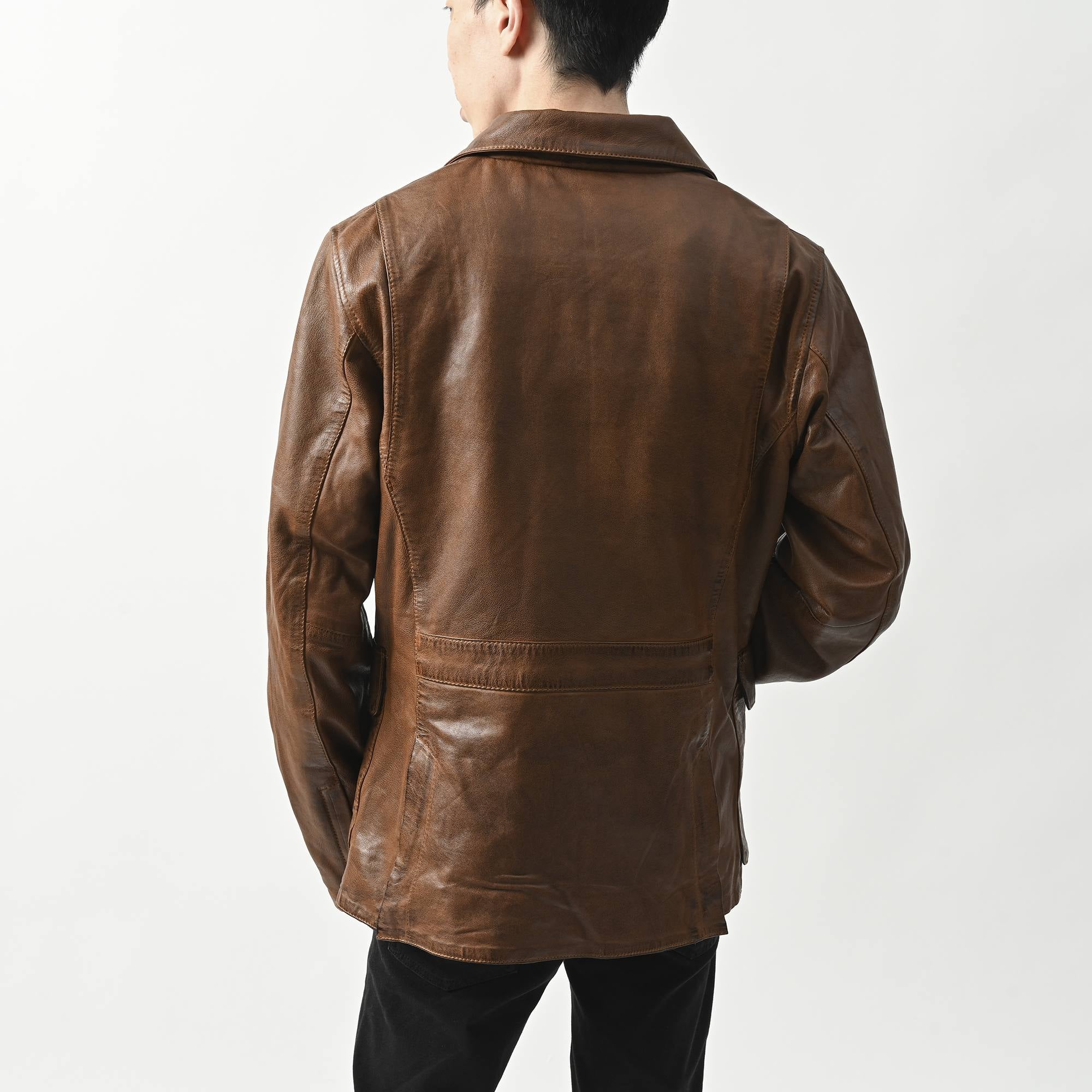 RIDEZ GENTS JACKET バイク用 レザージャケット ブラウン RLJ900