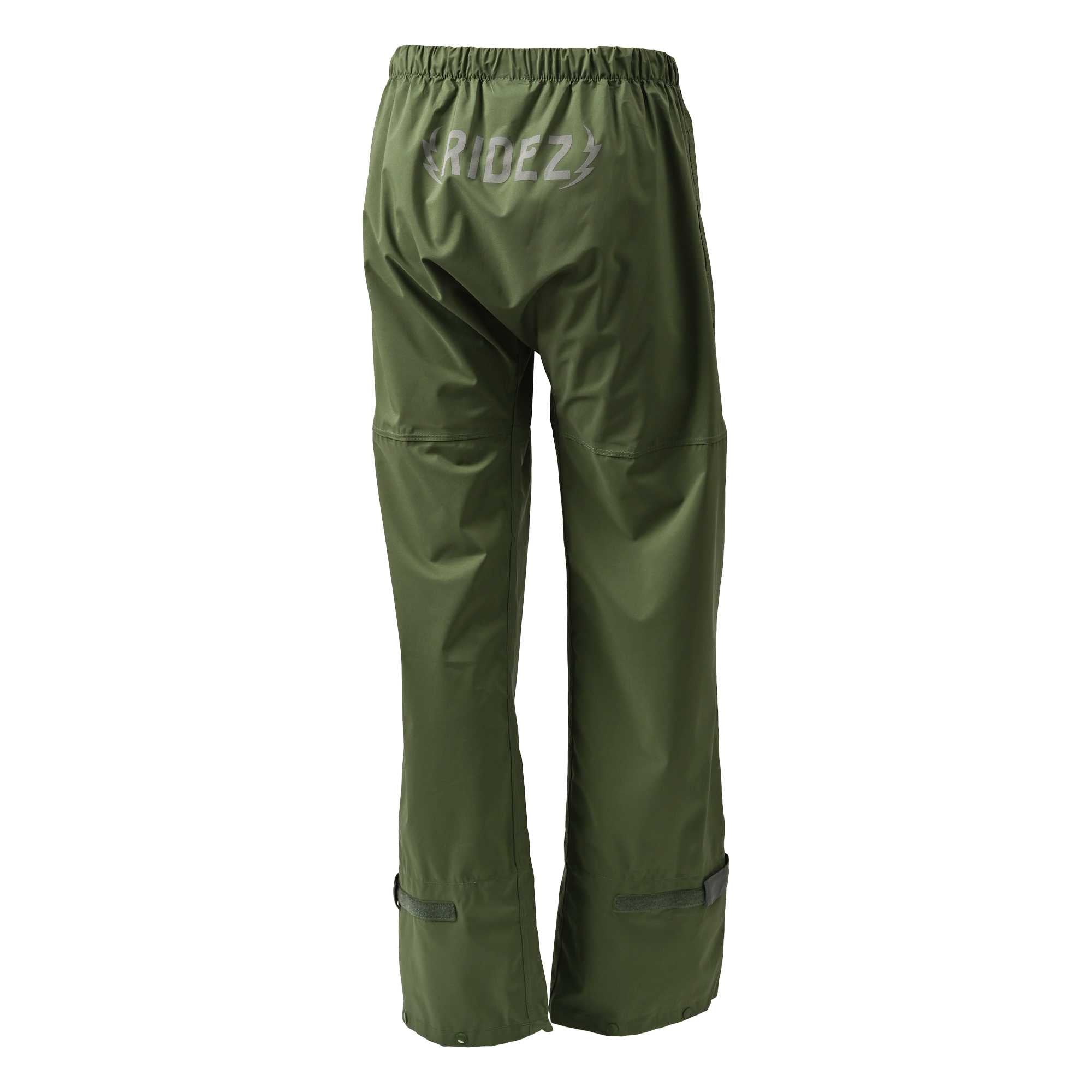 RIDEZ バイク用レインパンツ MOTTO MICRO RAIN PANTS MOSS GREEN MCR07(S~4L/男女兼用)