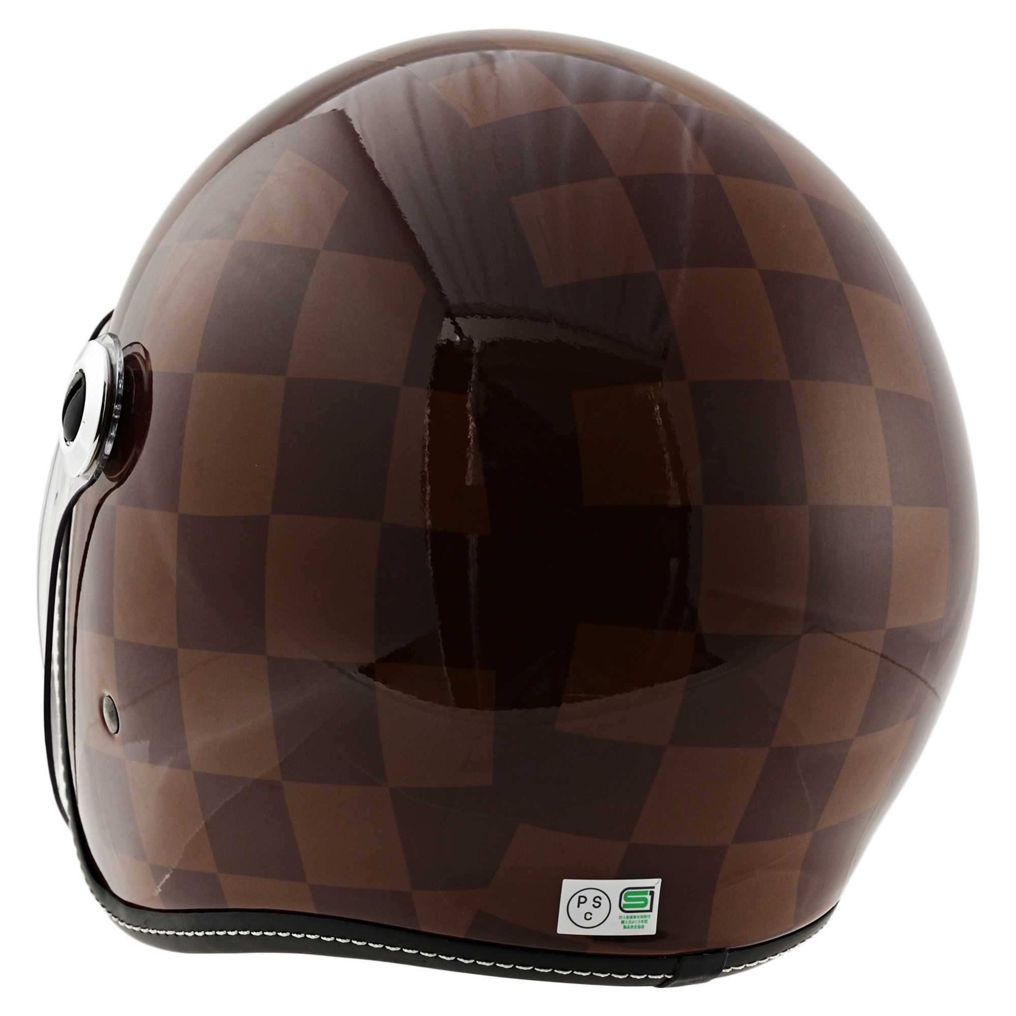 バイク用ヘルメット シールド付き ZZ ジェットヘルメット RIDEZ ブラウン チェック