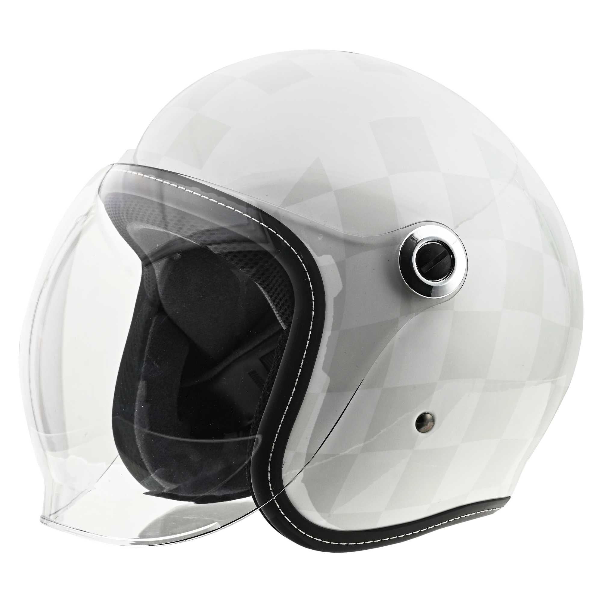 バイク用ヘルメット シールド付き ホワイトチェック