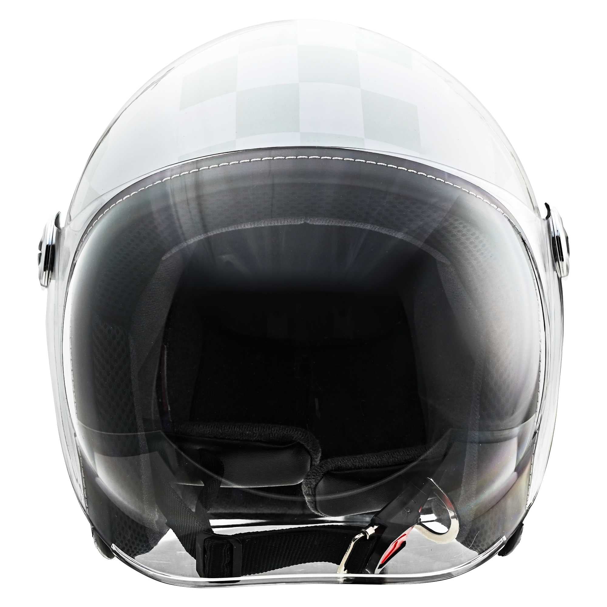 バイク用ヘルメット シールド付き ホワイトチェック