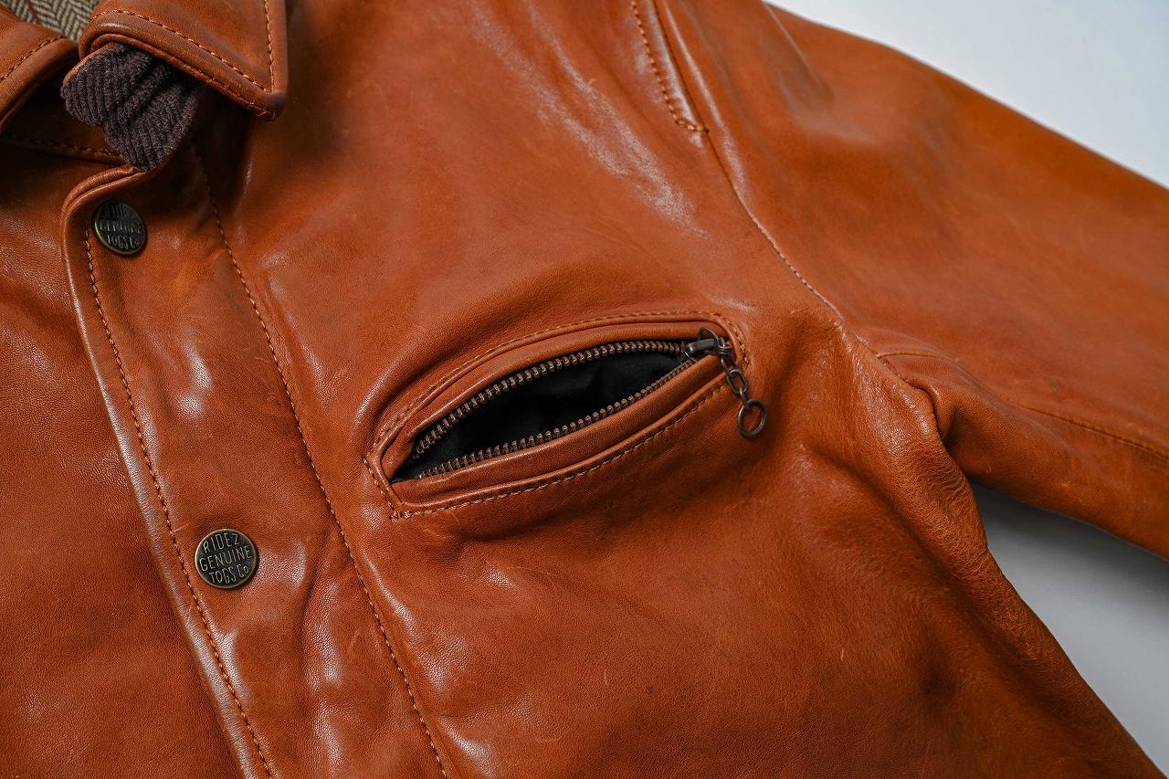 RIDEZ HORSEHIDE JACKET Motorcycle Horsehide Leather Jacket CAMEL RWH001
