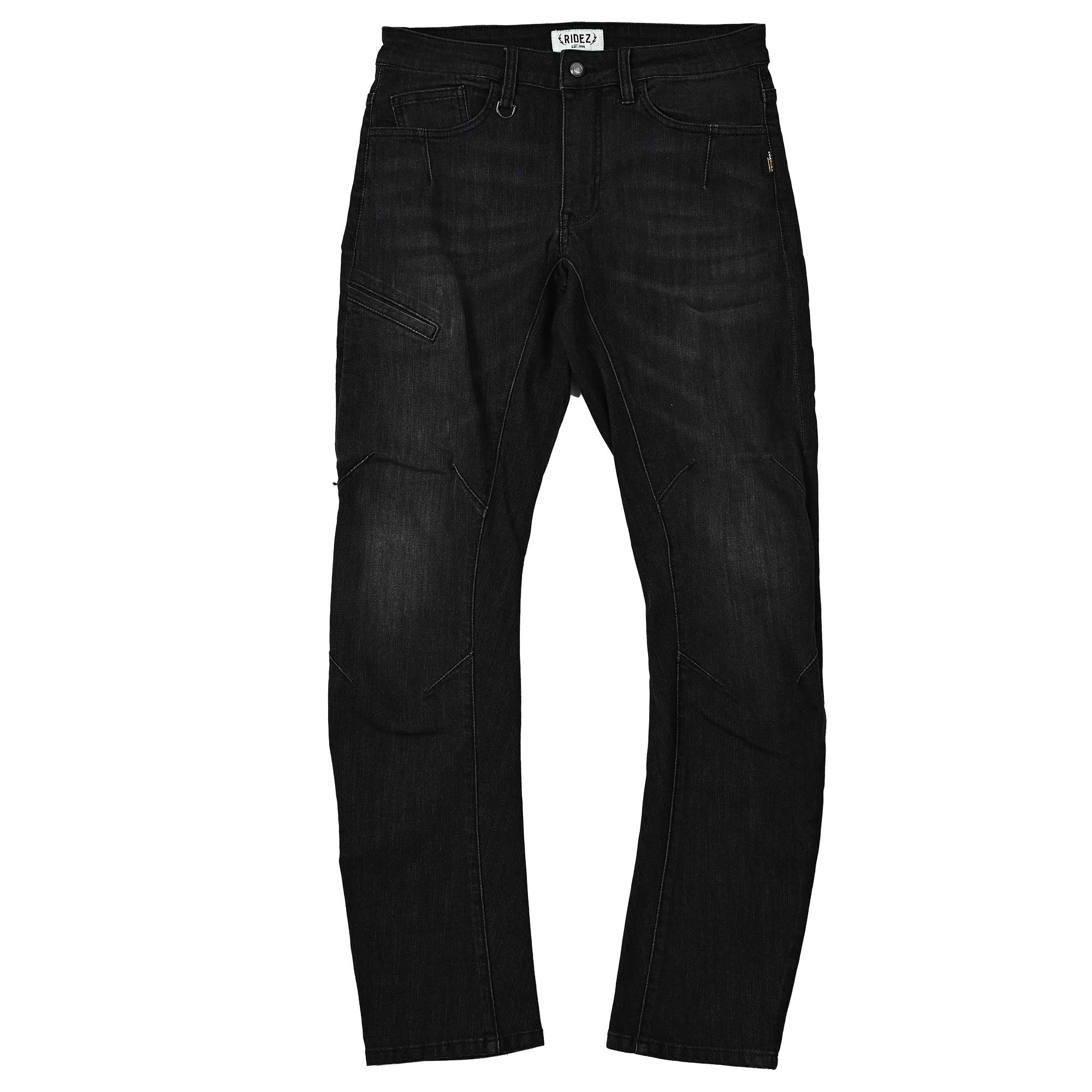 RIDEZ 9.3oz LIGHT CORDURA バイク ストレッチ デニム ナロークロッチ BLACK RDB2008