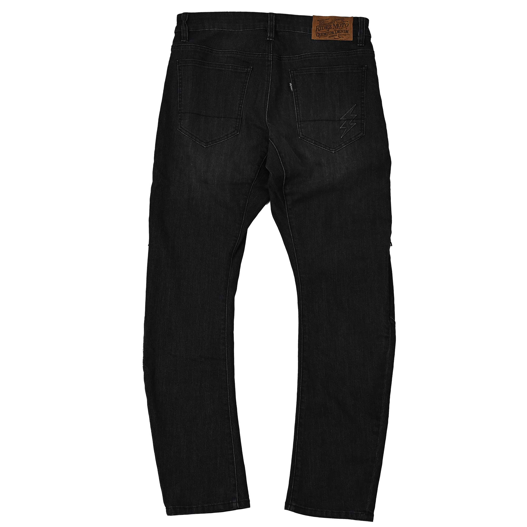 RIDEZ 9.3oz LIGHT CORDURA バイク ストレッチ デニム ナロークロッチ BLACK RDB2008