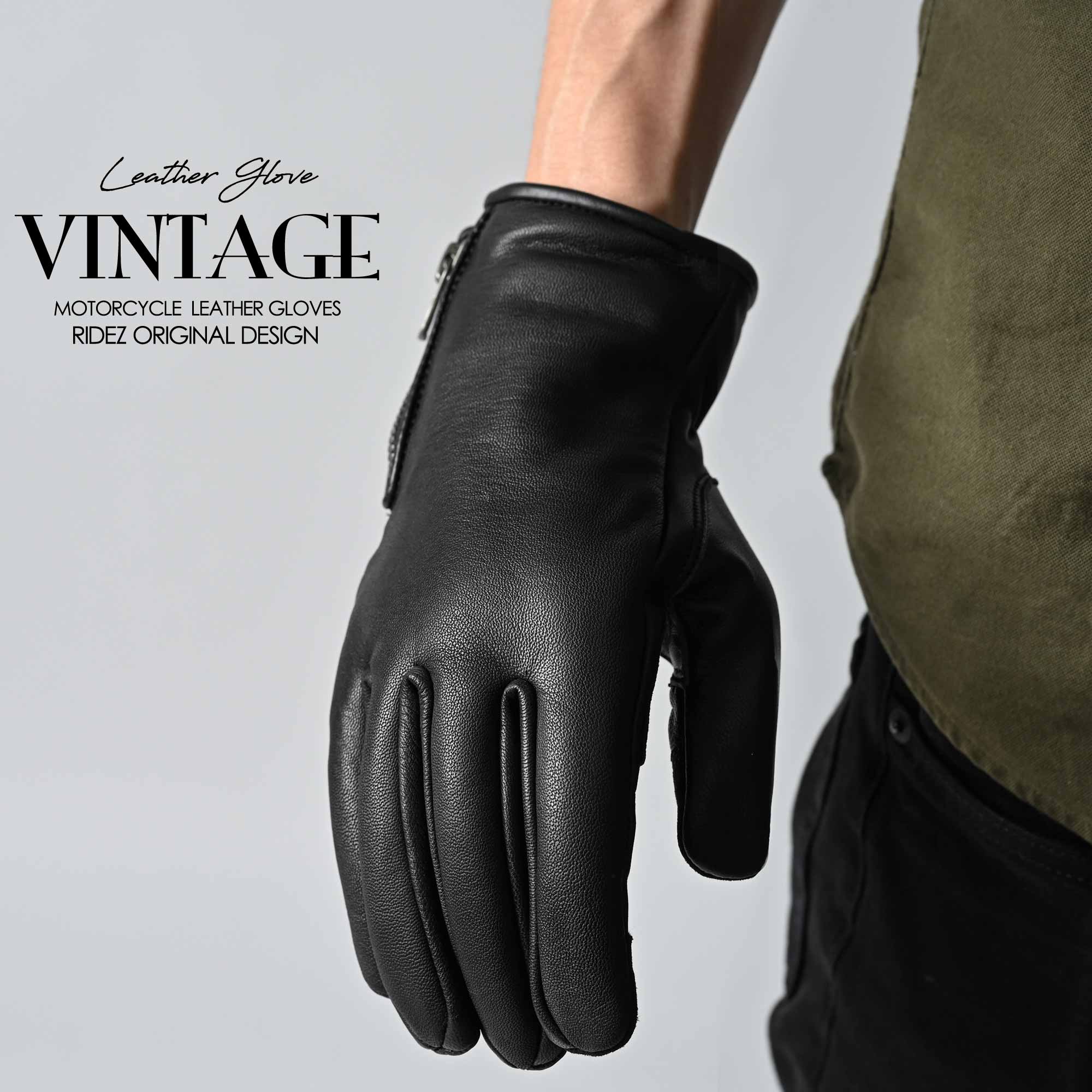 RIDEZ MOTO GLOVES VINTAGE 秋冬防寒摩托车手套 黑色 RLG75