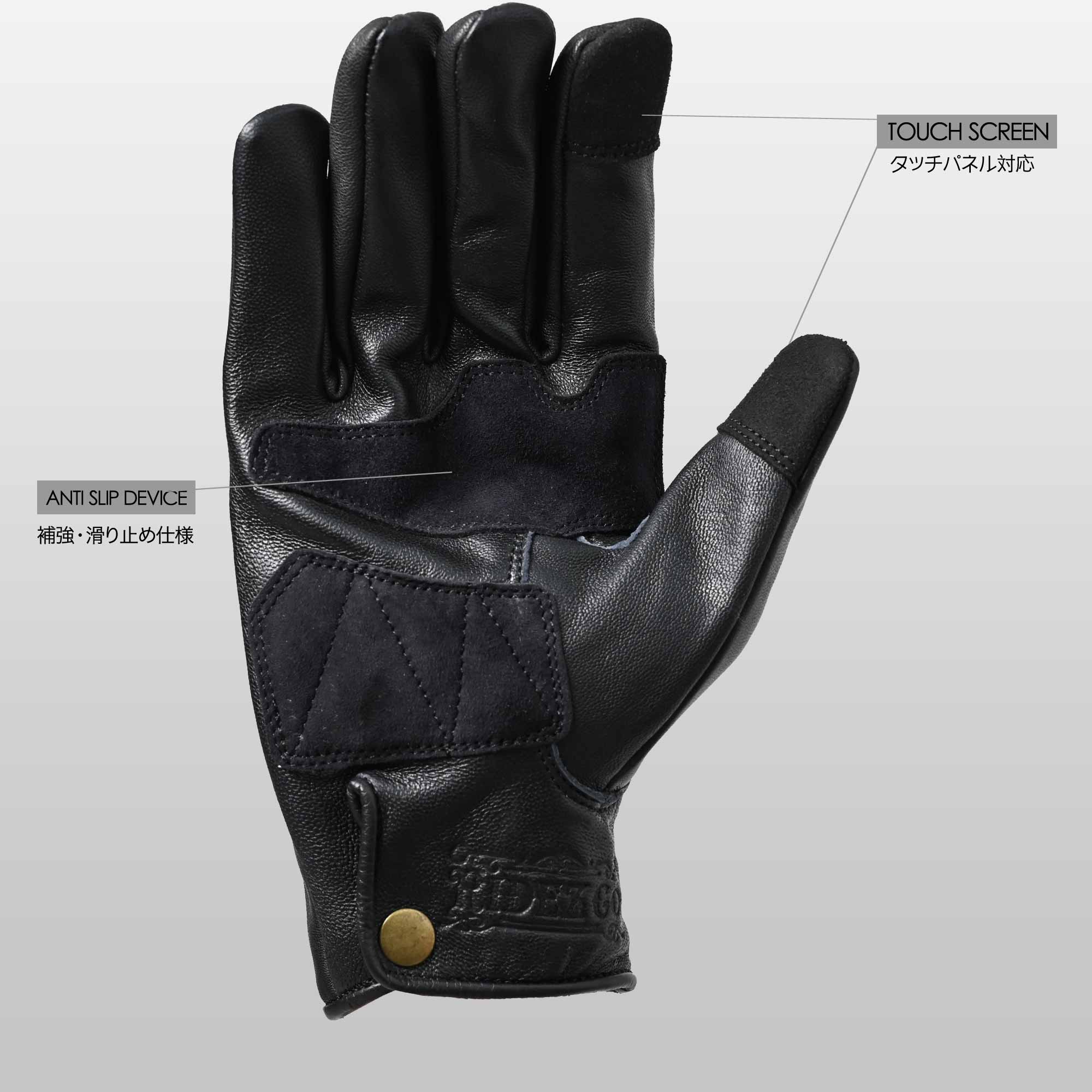 RIDEZ CLASSIC MOTO GLOVES バイク用グローブ BLACK RLG77