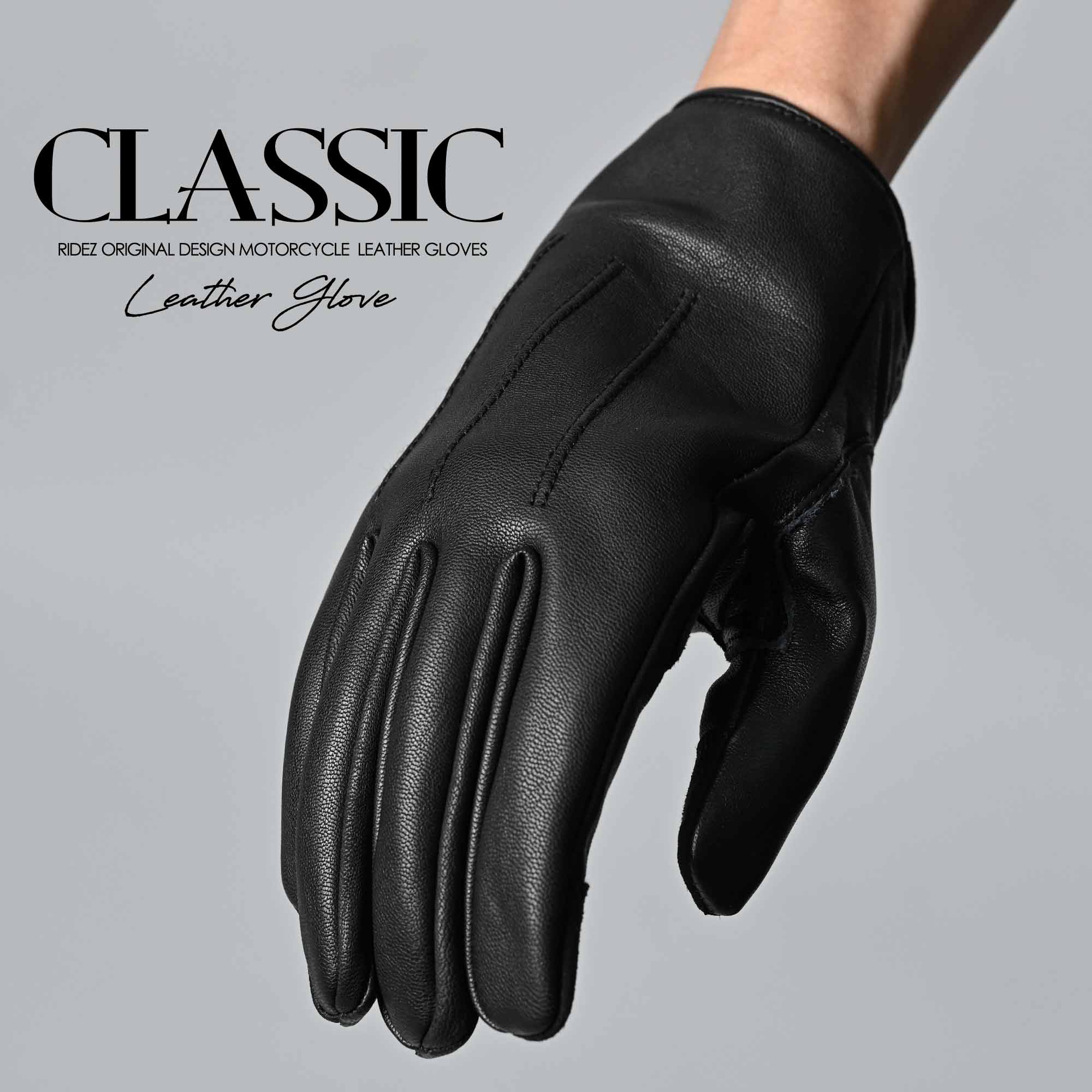 RIDEZ CLASSIC MOTO GLOVES バイク用グローブ BLACK RLG77