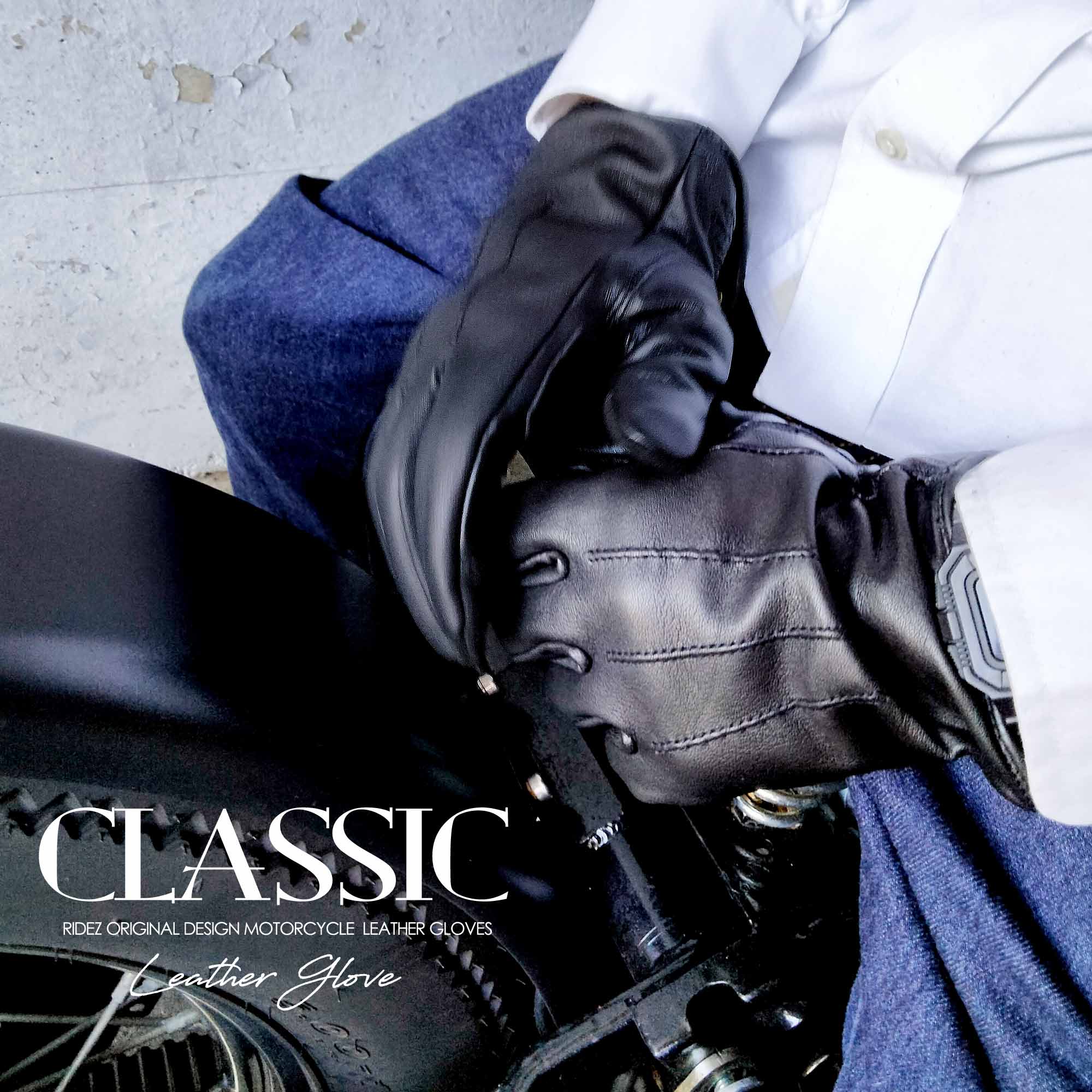 RIDEZ CLASSIC MOTO GLOVES バイク用グローブ BLACK RLG77