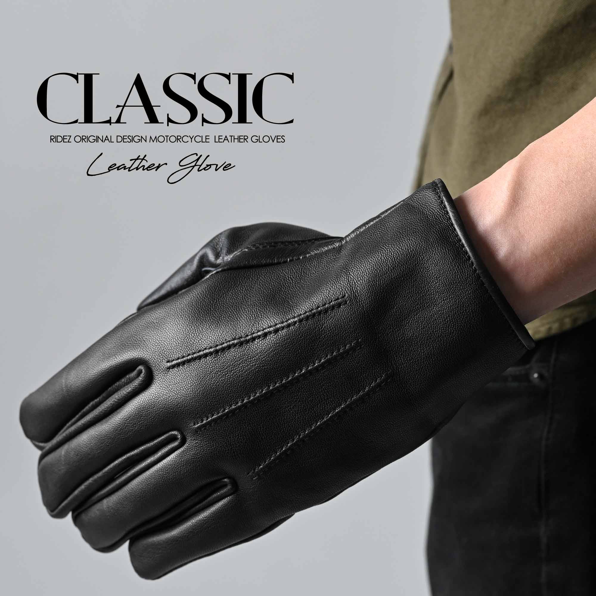 RIDEZ CLASSIC MOTO GLOVES バイク用グローブ BLACK RLG77