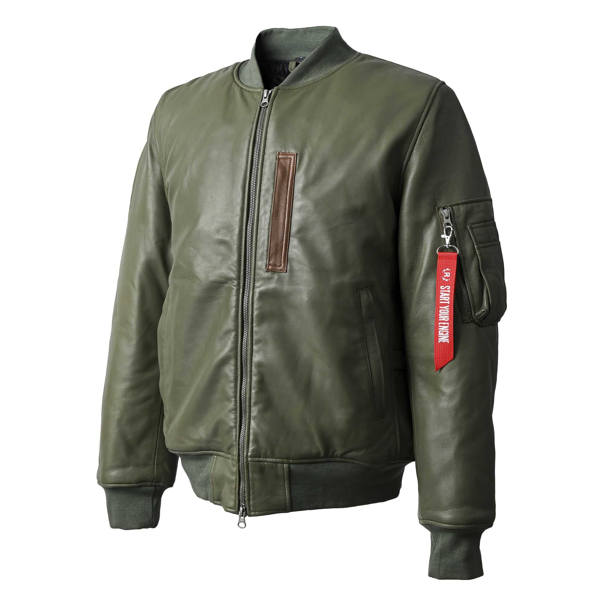 RIDEZ MOTO MA-1 JACKET Motorcycle Leather Jacket SAGE GREEN RLWJ009