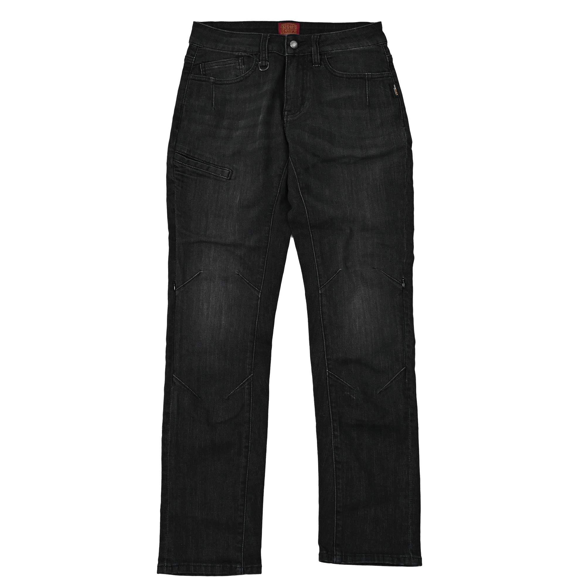 SUGAR RIDEZ 9.3oz LIGHT CORDURA バイク ストレッチ デニム ストレート BLACK SDB2002