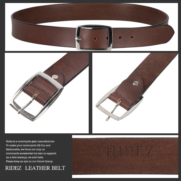 RIDEZ LEATHER BELT Genuine leather belt Brown CB-132