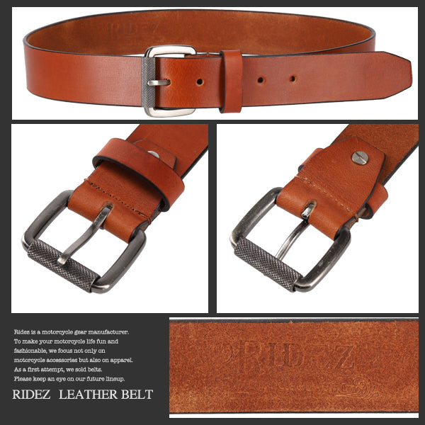 RIDEZ LEATHER BELT Genuine leather belt Brown CB-155