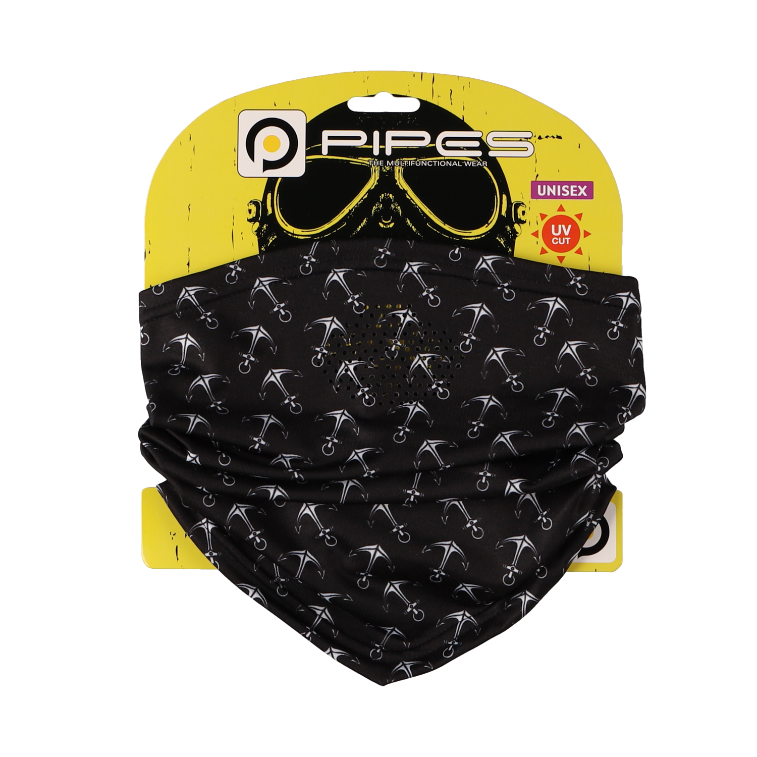 PIPES NECK WARMER BLACK ANCHOR PNW-01