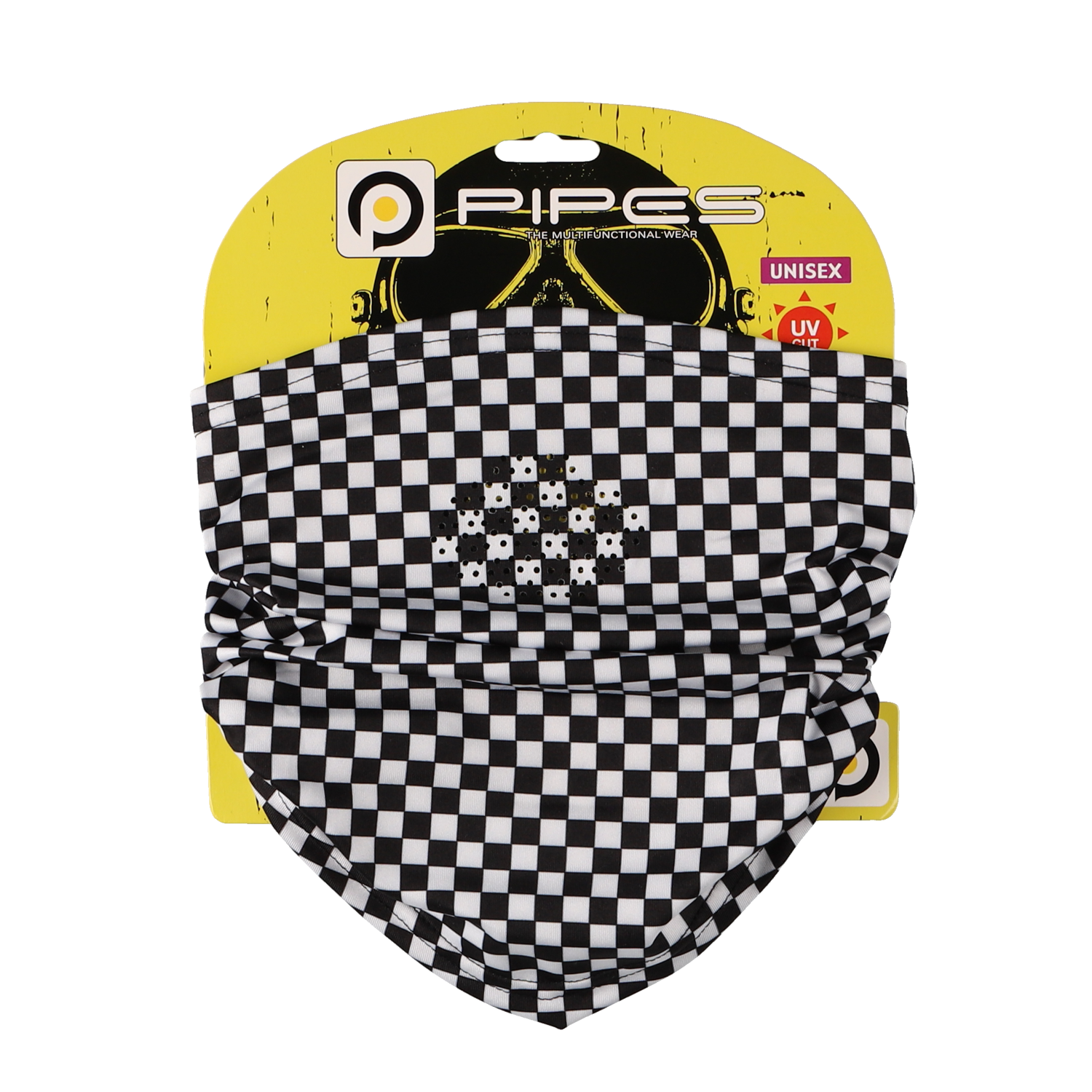 PIPES NECK WARMER BLACK/WHITE CHECK PNW-06