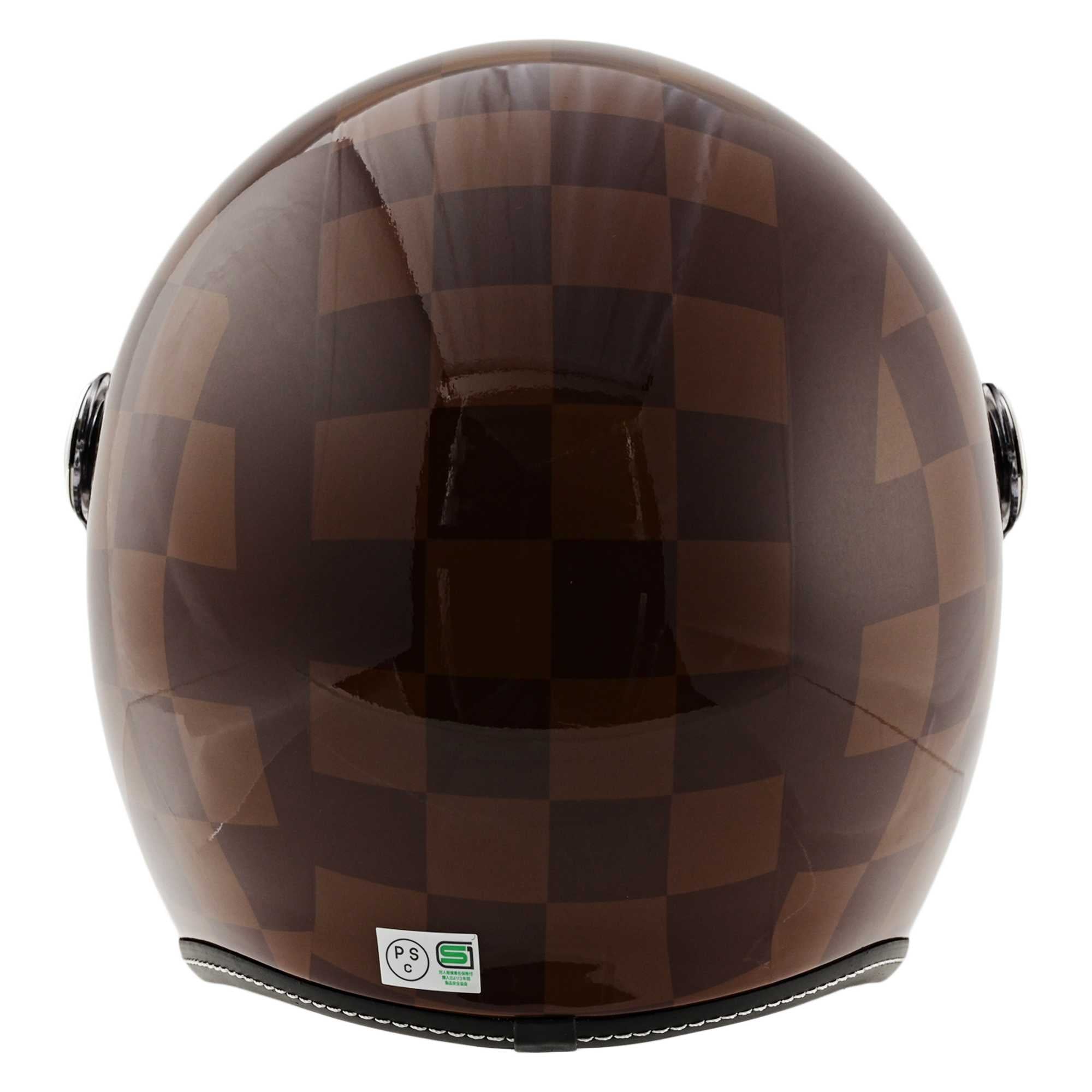 バイク用ヘルメット シールド付き　ZZ ジェットヘルメット RIDEZ ブラウン チェック