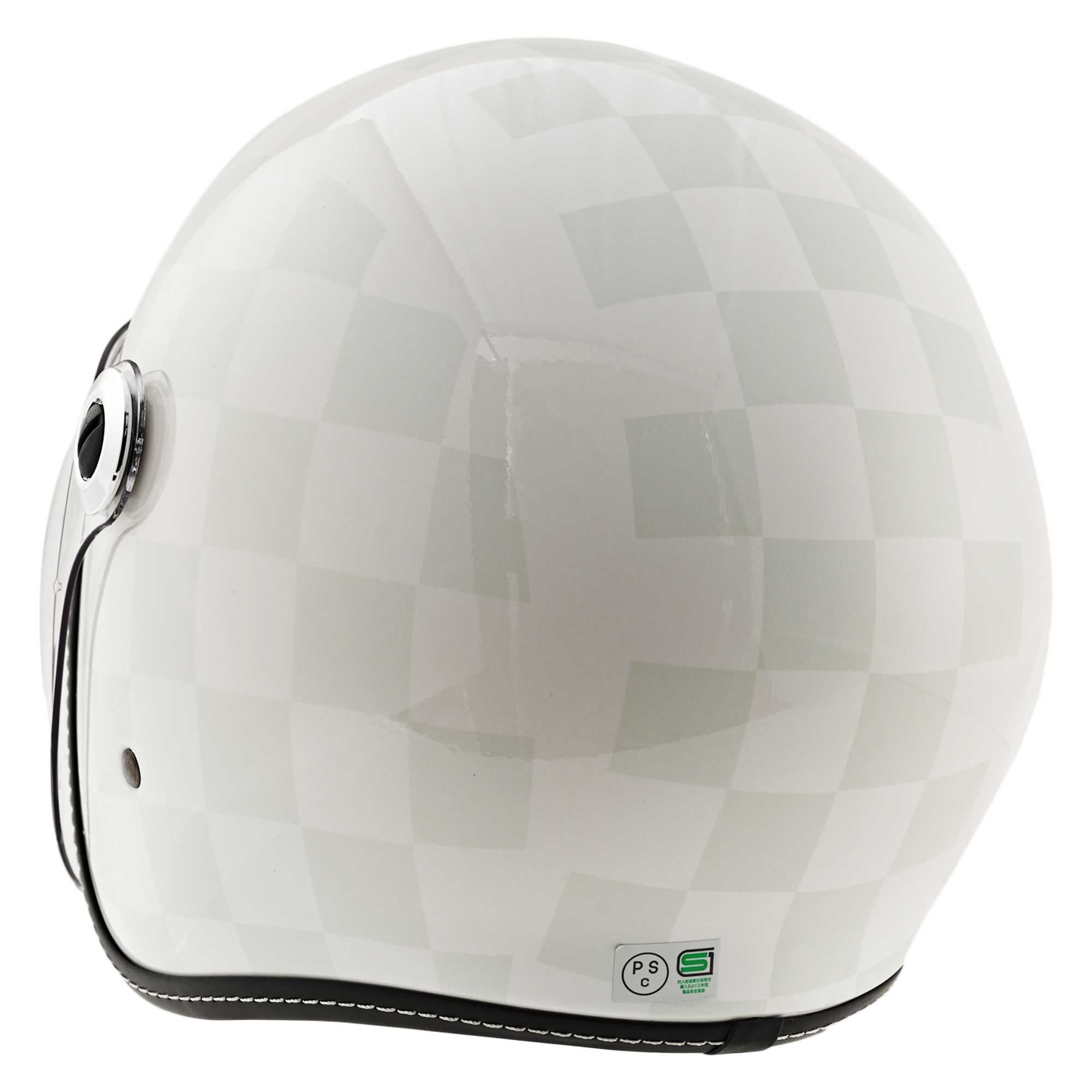 バイク用ヘルメット シールド付き　ZZ ジェットヘルメット RIDEZ ホワイト チェック 