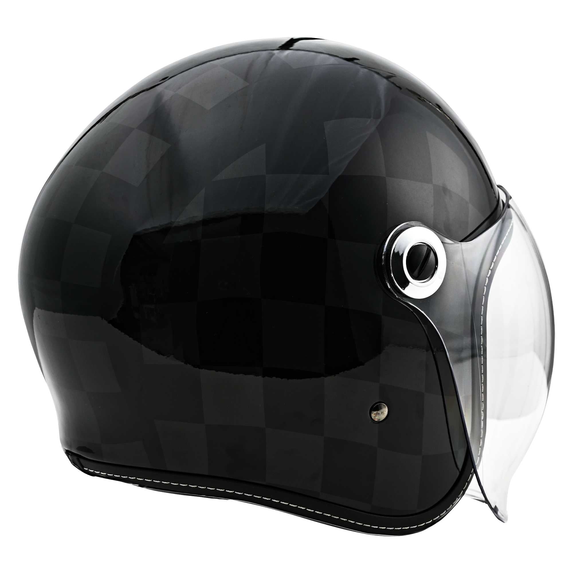 バイク用ヘルメット シールド付き　ZZ ジェットヘルメット RIDEZ ブラック チェック 