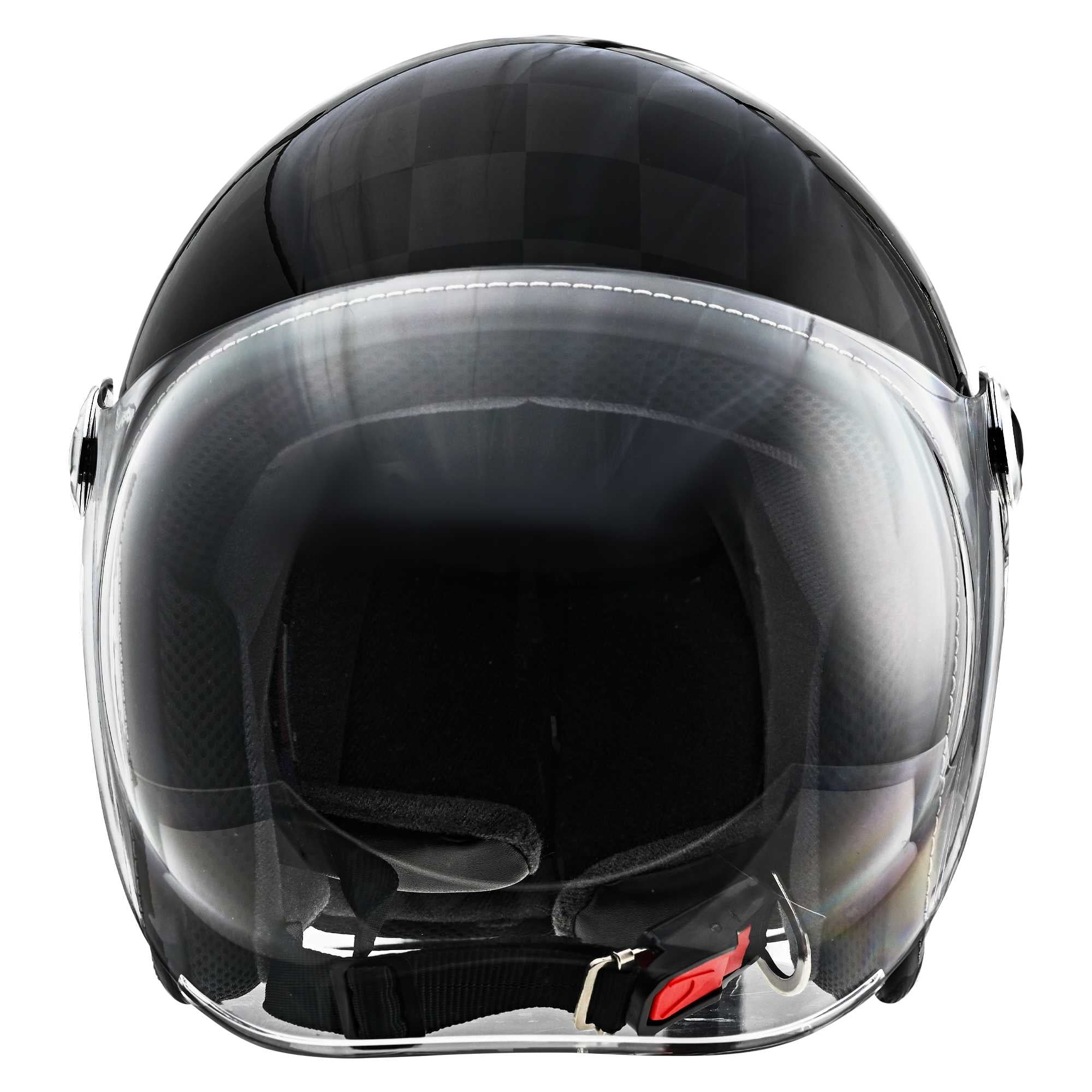 バイク用ヘルメット シールド付き　ZZ ジェットヘルメット RIDEZ ブラック チェック 