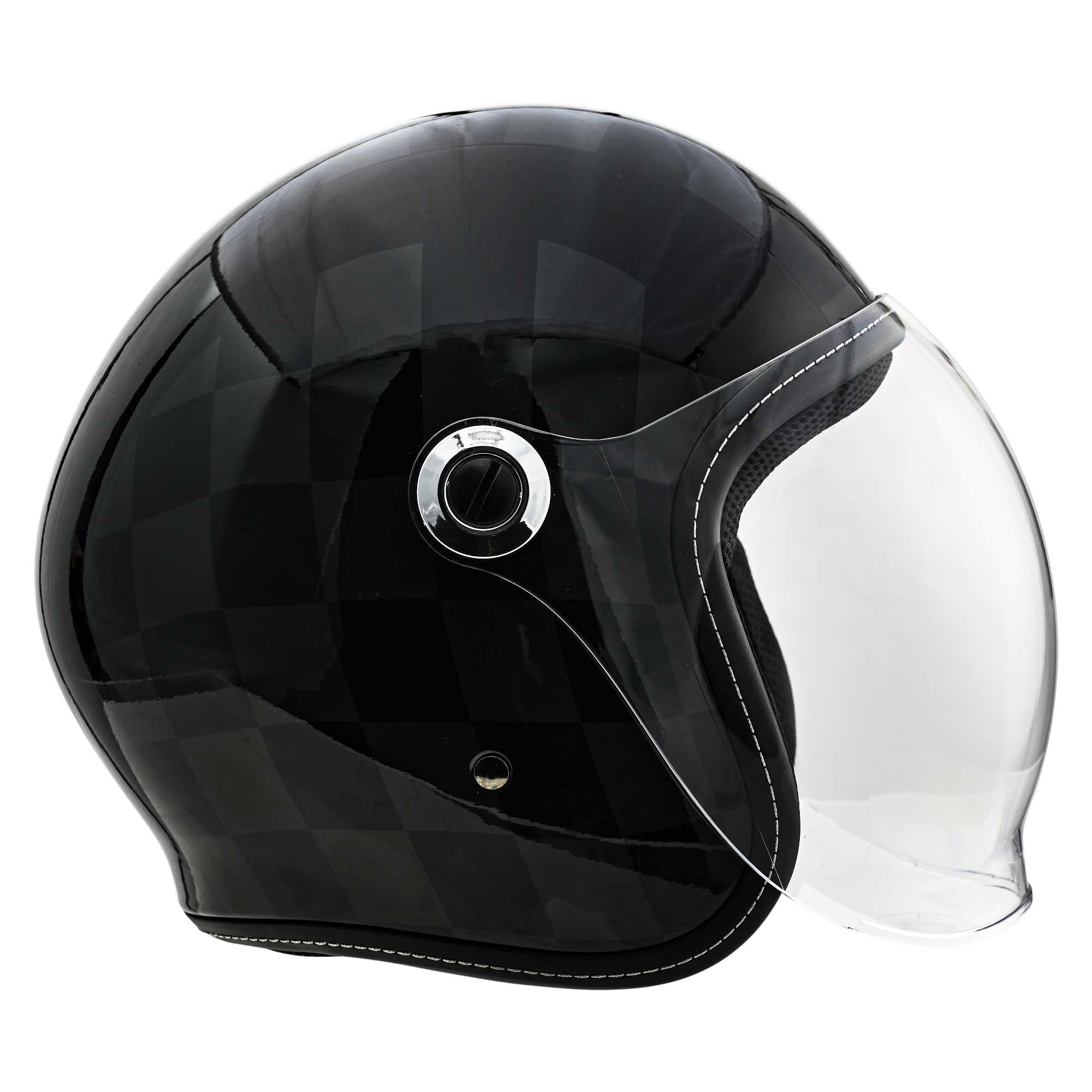 バイク用ヘルメット シールド付き　ZZ ジェットヘルメット RIDEZ ブラック チェック 