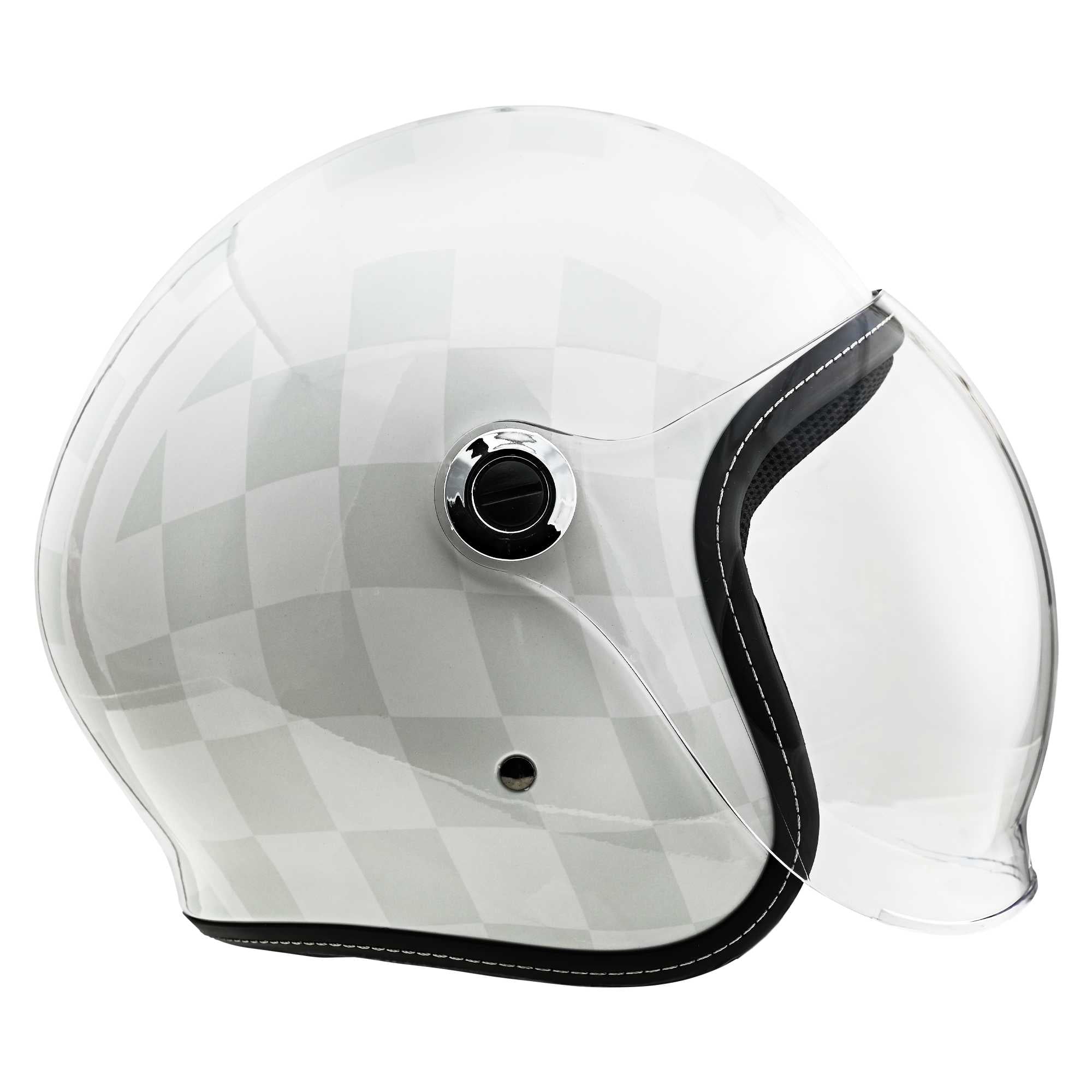 バイク用ヘルメット シールド付き　ホワイトチェック