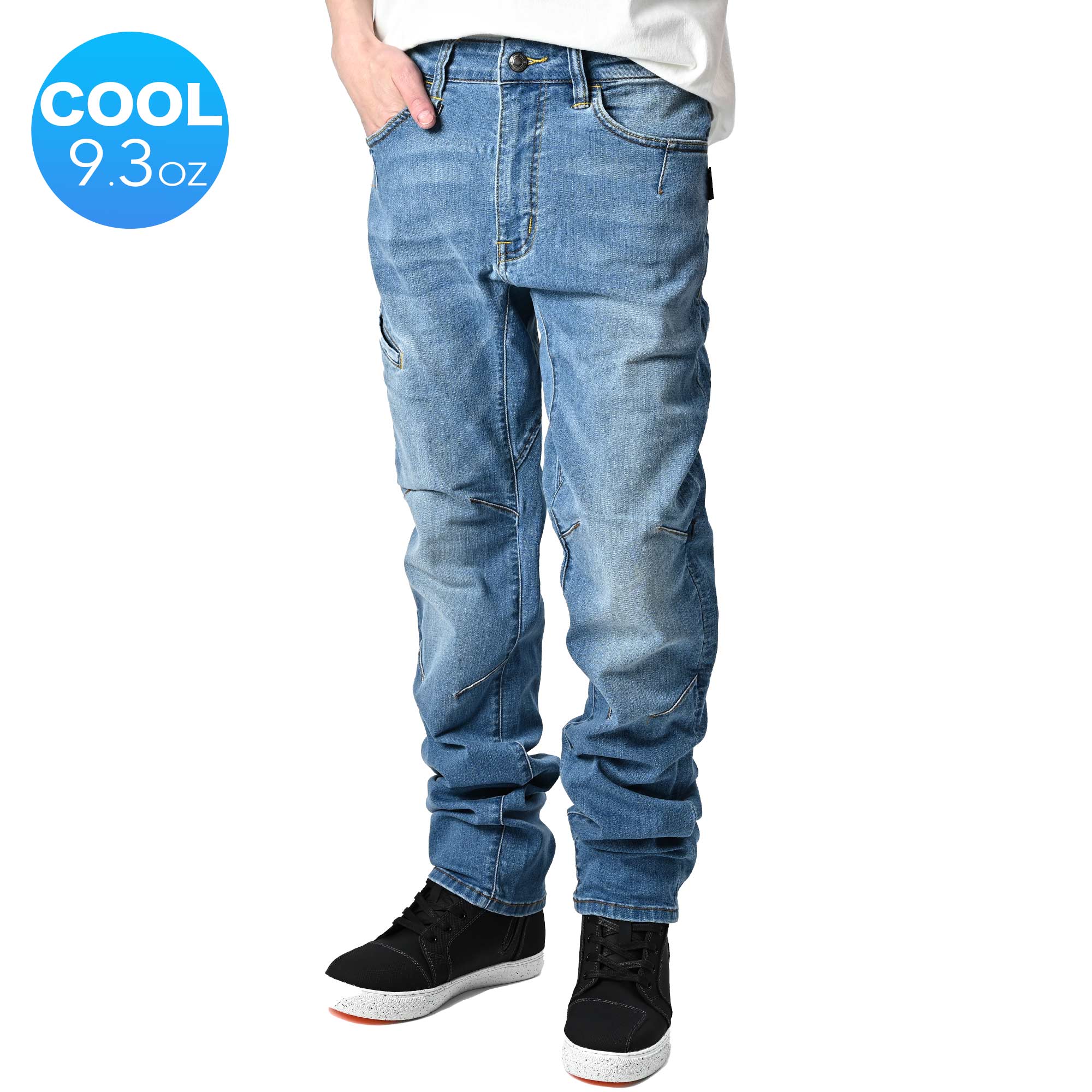 RIDEZ 9.3oz LIGHT CORDURA バイク ストレッチ デニム ストレート LIGHT BLUE  RDB2007