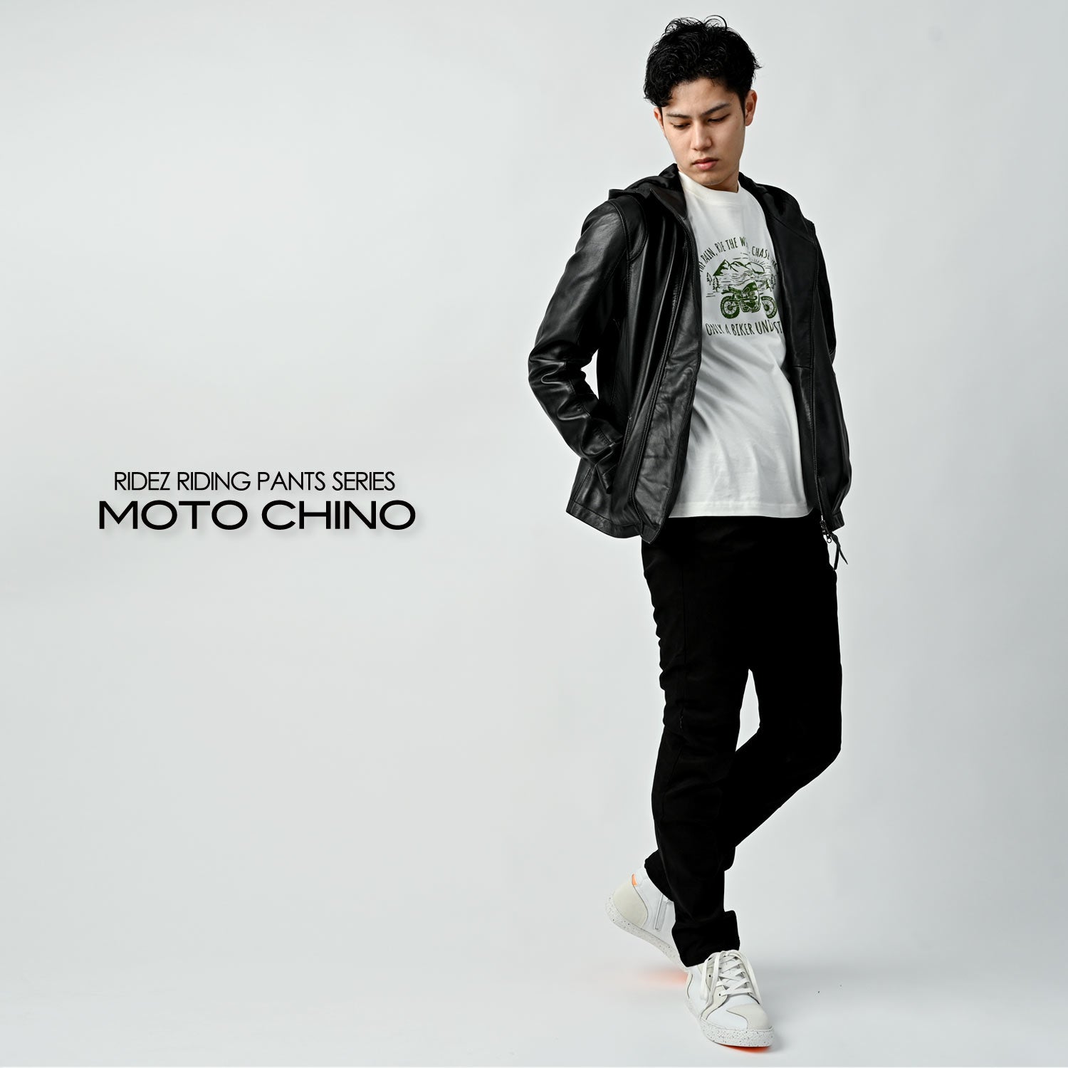 RIDEZ MOTO-CHINO 11 盎司骑行裤黑色 RDB1063 