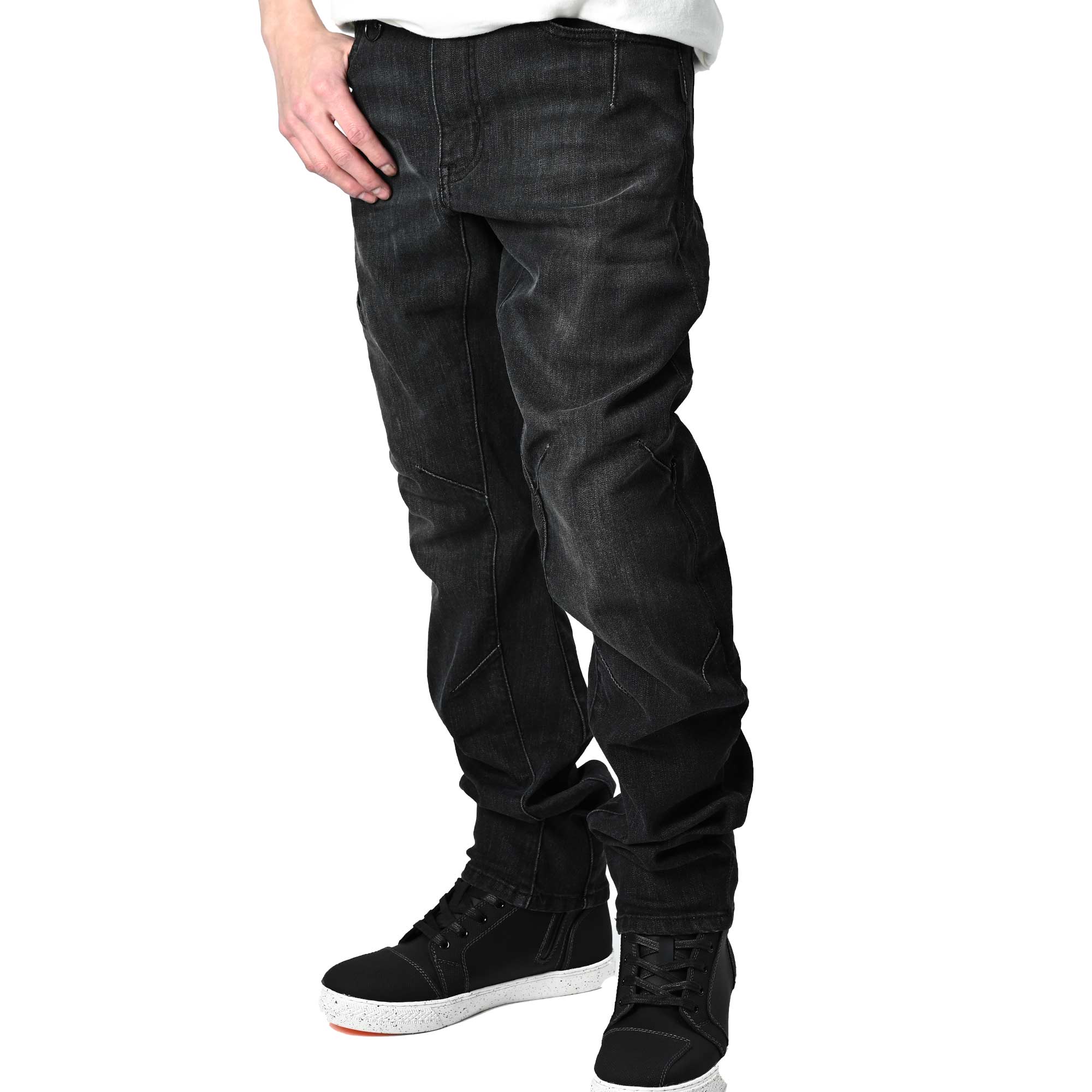 RIDEZ 9.3oz LIGHT CORDURA バイク ストレッチ デニム ナロークロッチ BLACK  RDB2008