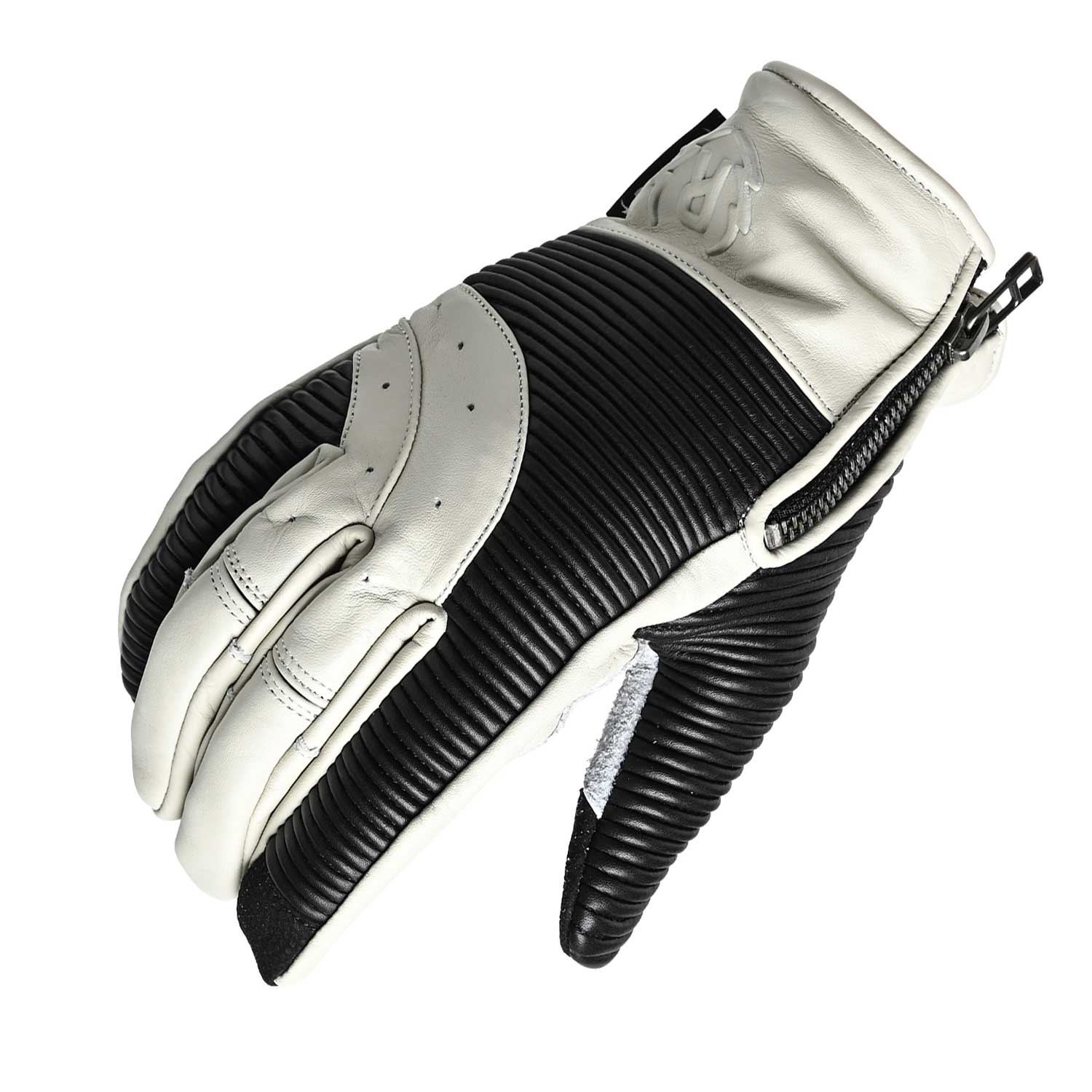 RIDEZ MOTO GLOVES VOLTAGE Motorcycle Leather Gloves WHITE/BLACK RLG2203 