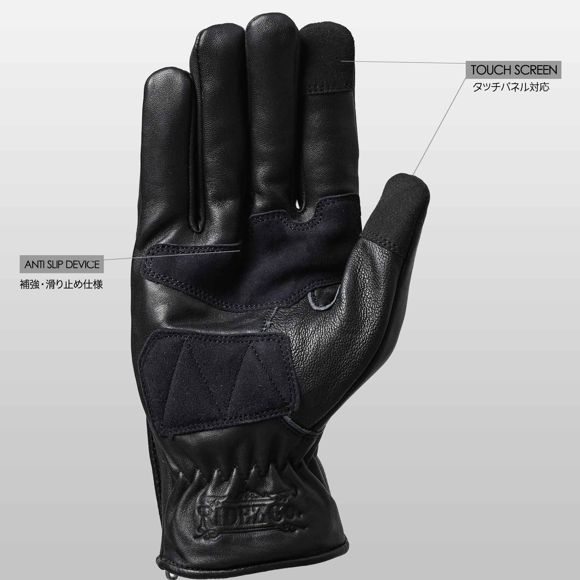RIDEZ MOTO GLOVES VINTAGE Autumn/Winter Cold Protection Motorcycle Gloves BLACK RLG75 