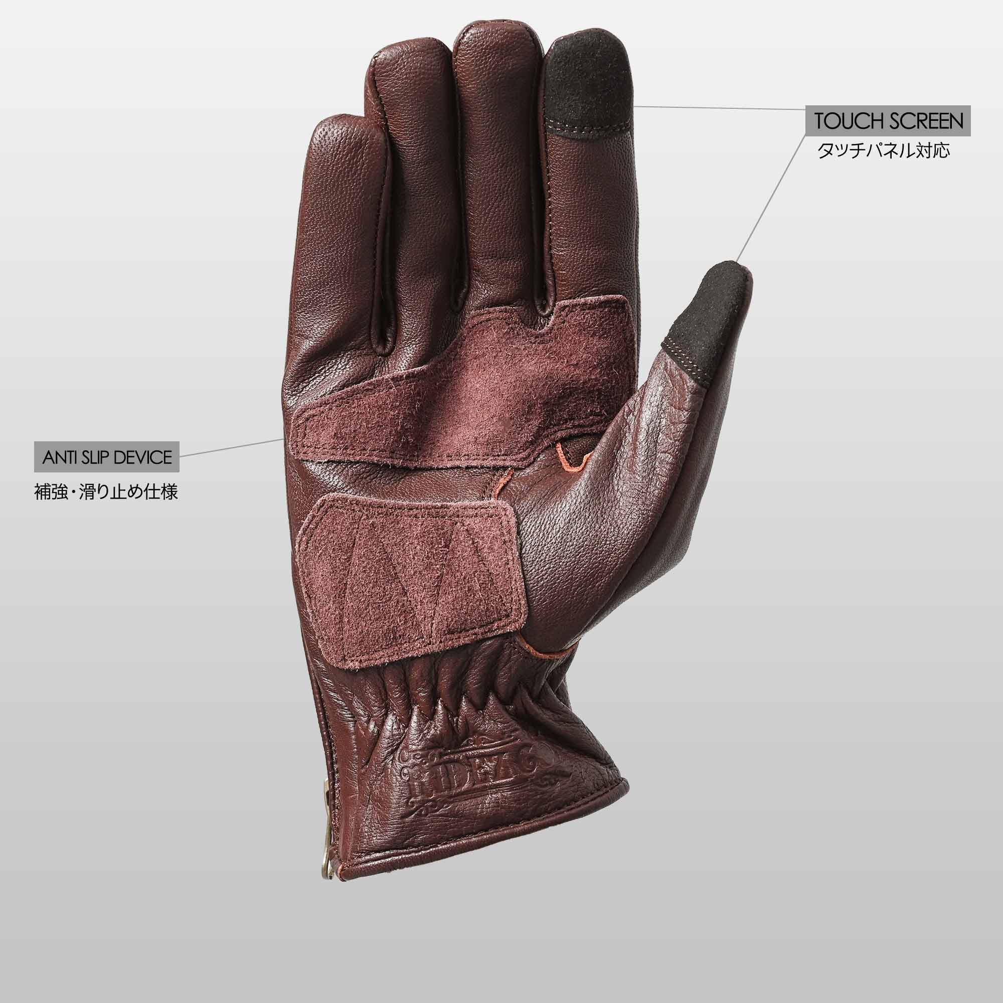 RIDEZ MOTO GLOVES VINTAGE Autumn/Winter Cold Protection Motorcycle Gloves RUSSET BROWN RLG75 
