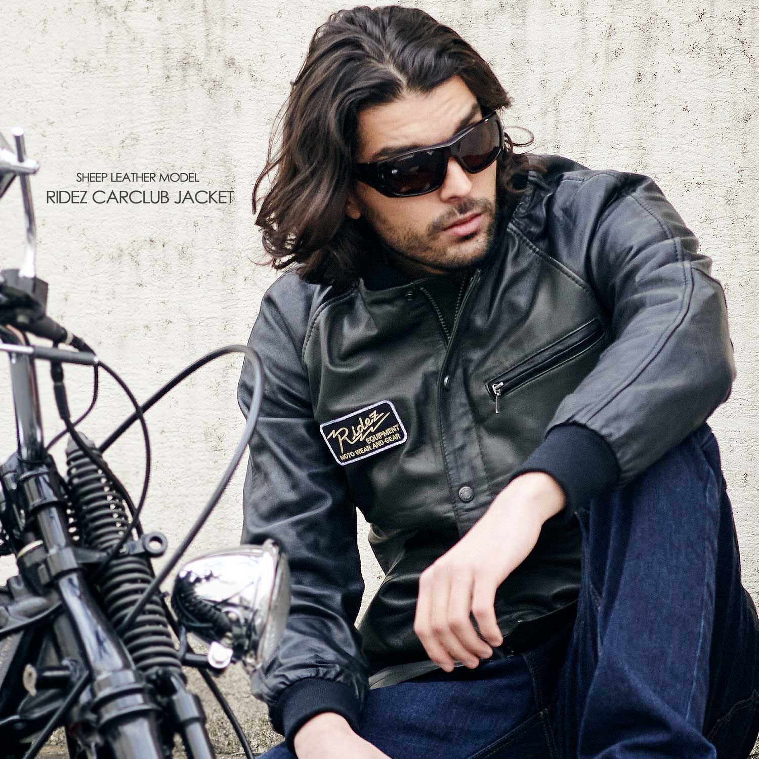 RIDEZ CARCLUB JACKET BLACK バイク用 カークラブコート レザージャケット RLJ223