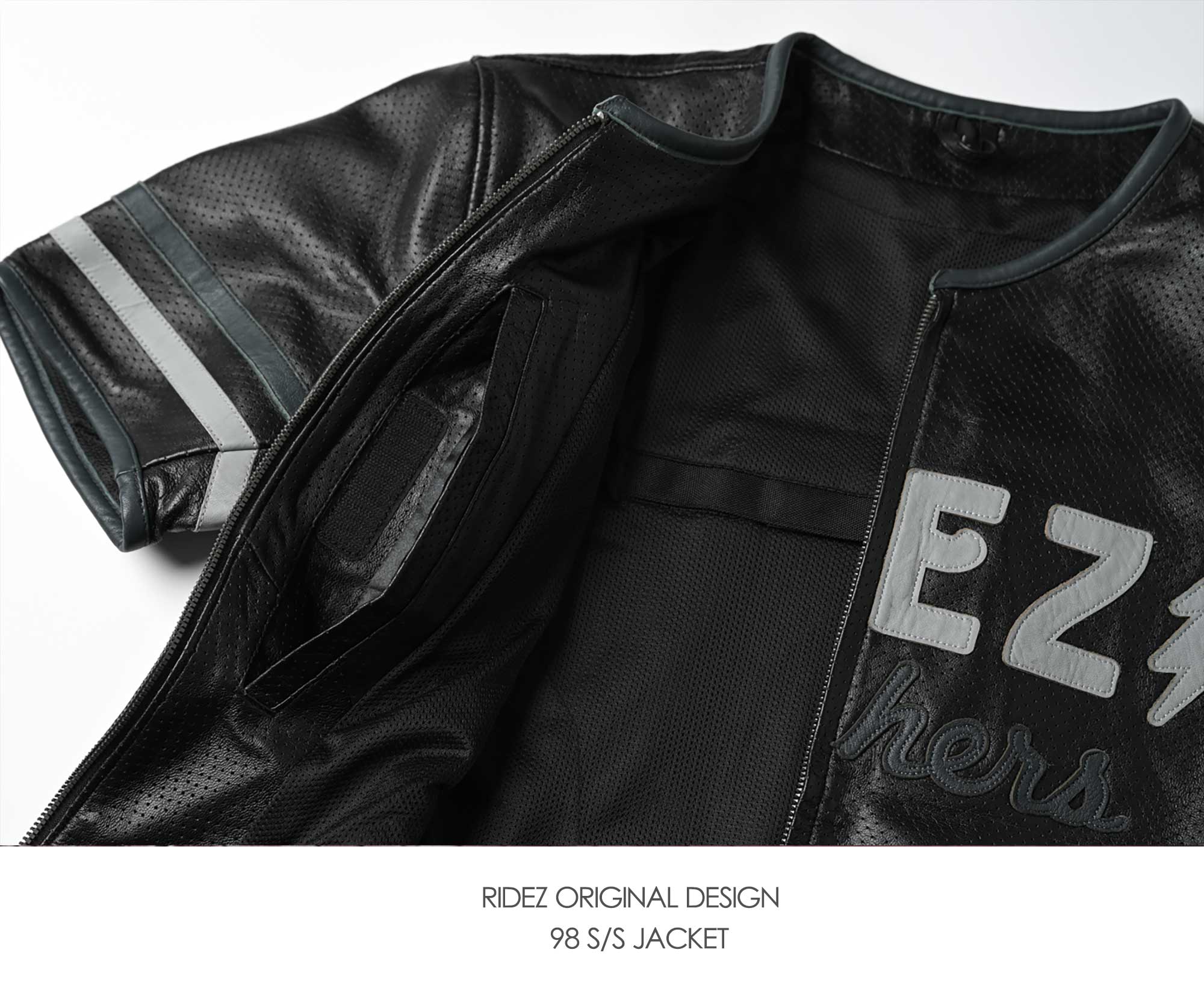 RIDEZ 98 S/S JACKET Motorcycle Leather Jacket Black RLSJ16 