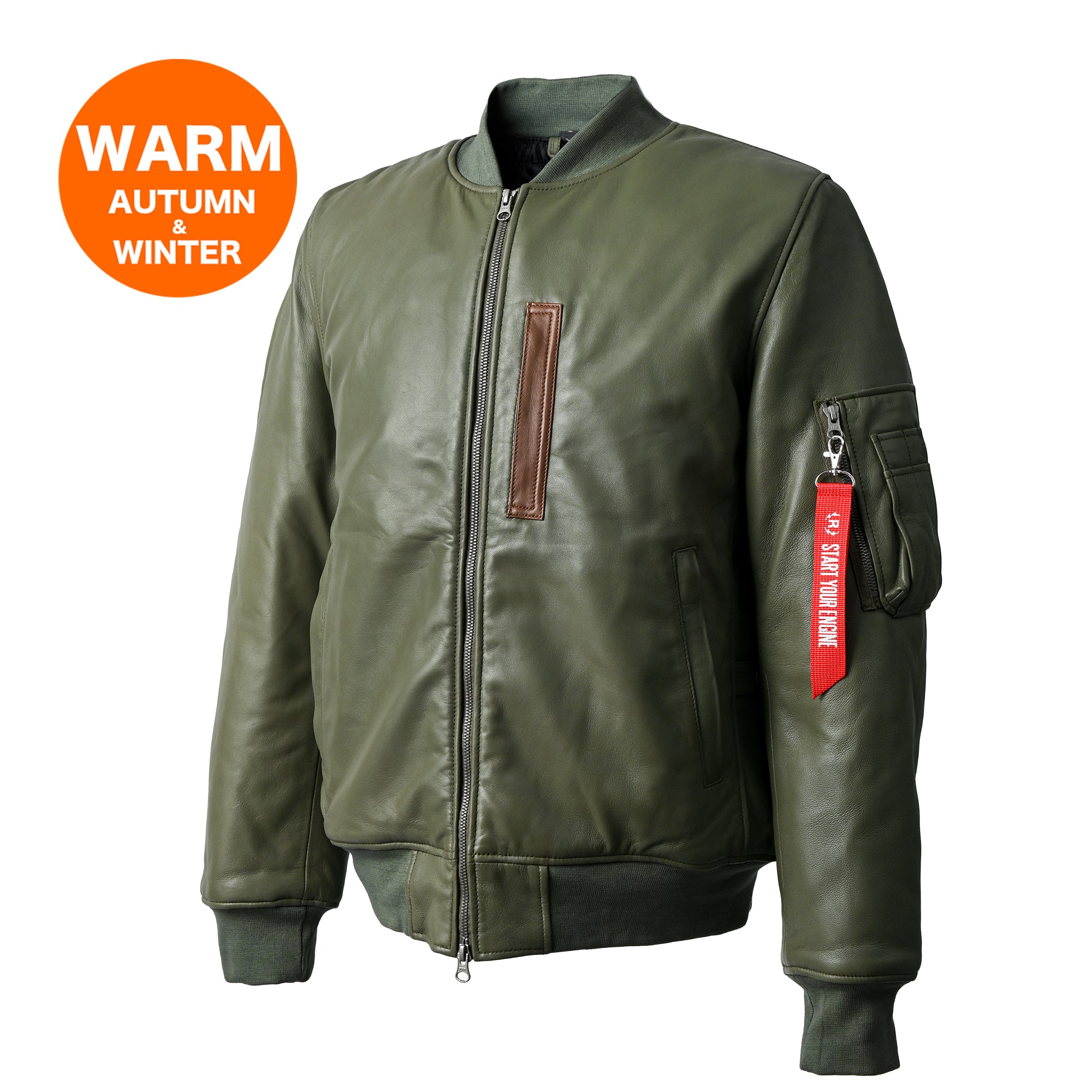 RIDEZ MOTO MA-1 JACKET バイク用 レザージャケット SAGE GREEN  RLWJ009