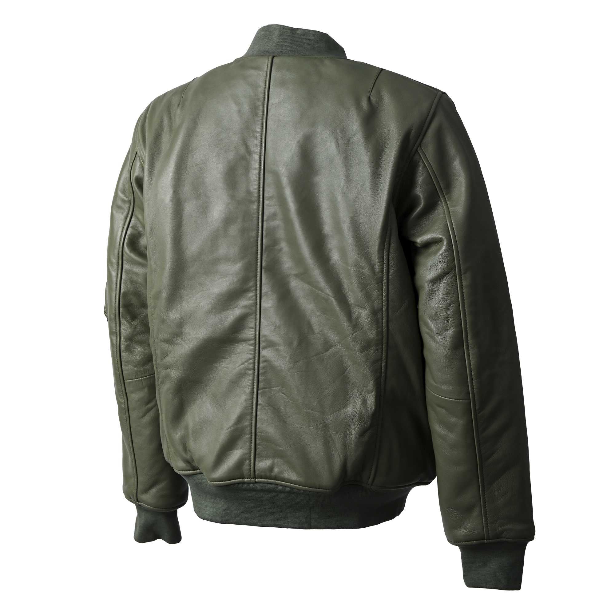 RIDEZ MOTO MA-1 JACKET Motorcycle Leather Jacket SAGE GREEN RLWJ009 