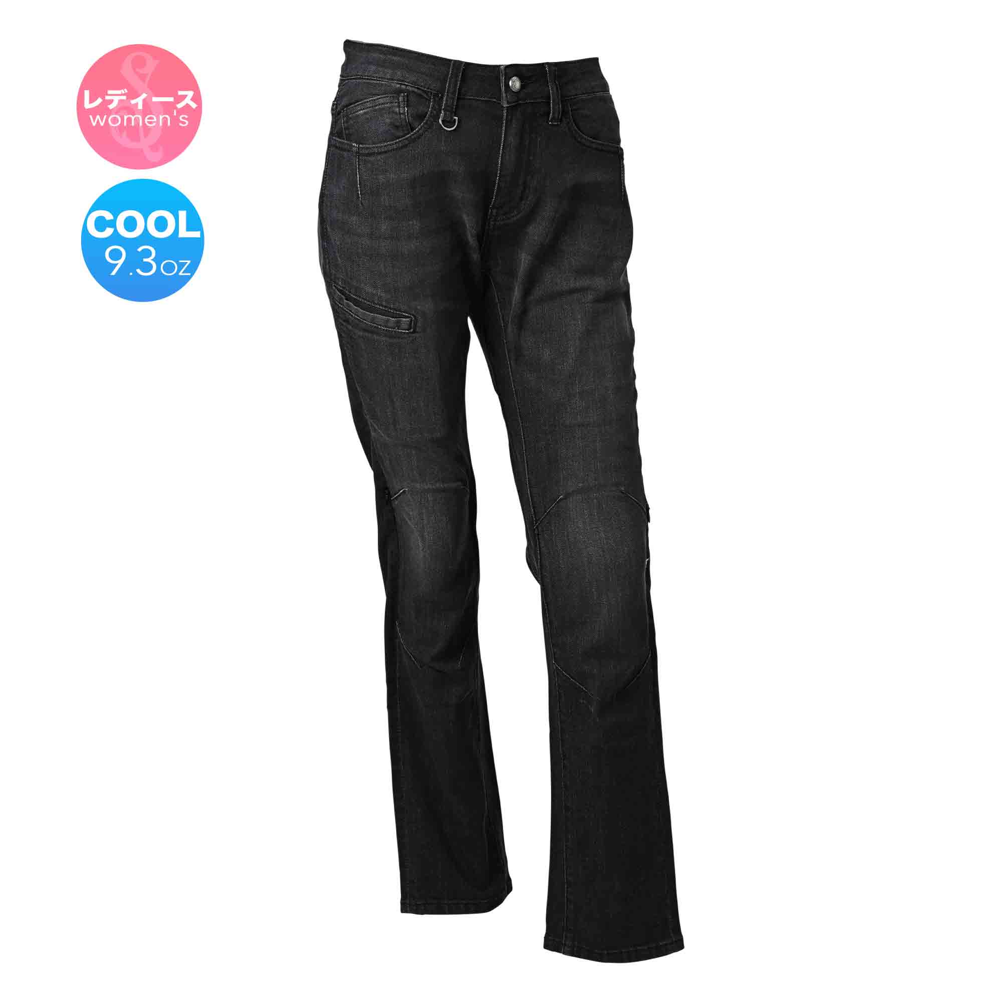 SUGAR RIDEZ  9.3oz LIGHT CORDURA バイク ストレッチ デニム ストレート BLACK  SDB2002
