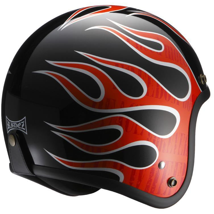 RIDEZ LX FLAMEZ Motorcycle Open Face Jet Helmet