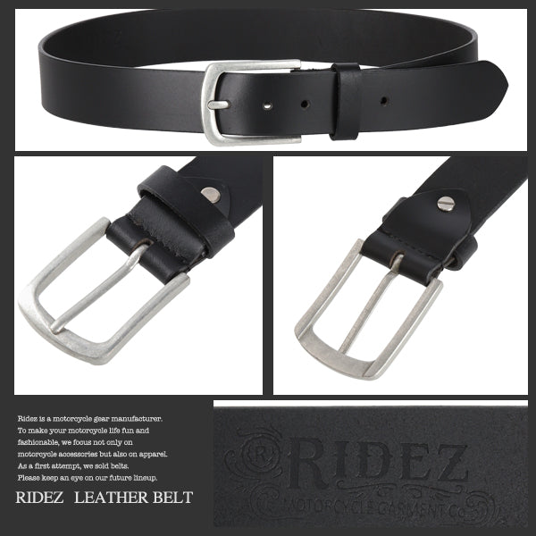 RIDEZ LEATHER BELT Genuine leather belt black CB-127 