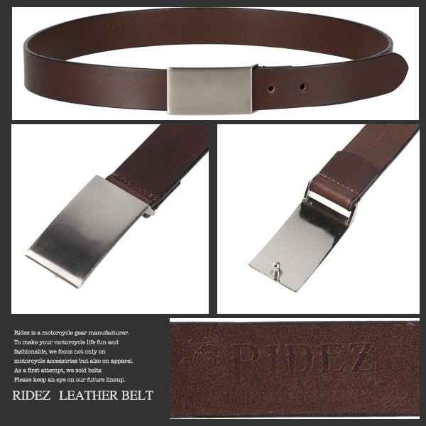 RIDEZ LEATHER BELT 本革レザーベルト ブラウン CB-131