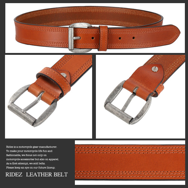 RIDEZ LEATHER BELT Genuine leather belt Brown CB-145 