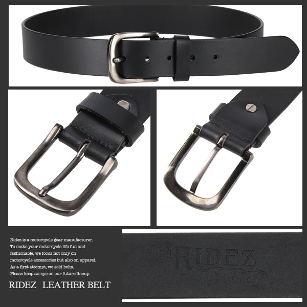 RIDEZ LEATHER BELT Genuine leather belt black CB-152 