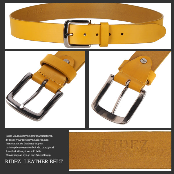 RIDEZ LEATHER BELT Genuine Leather Belt Yellow CB-173 