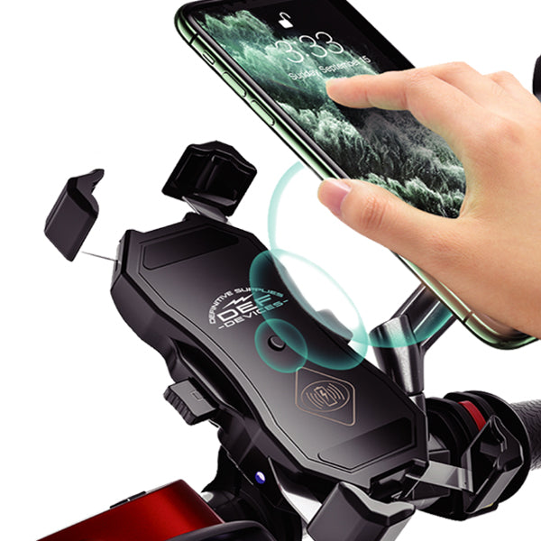 Wireless charging phone store mount for motorcycle