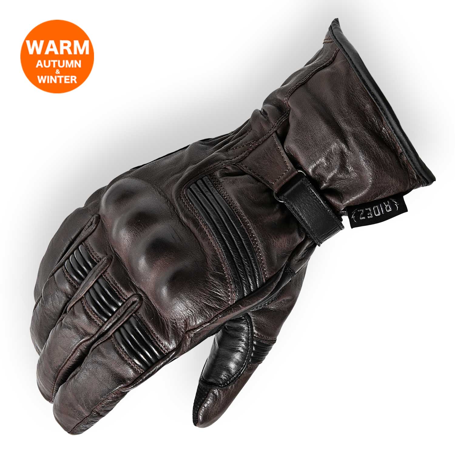 RIDEZ HECTOR GLOVES Motorcycle Leather Gloves DARK BROWN RWG09