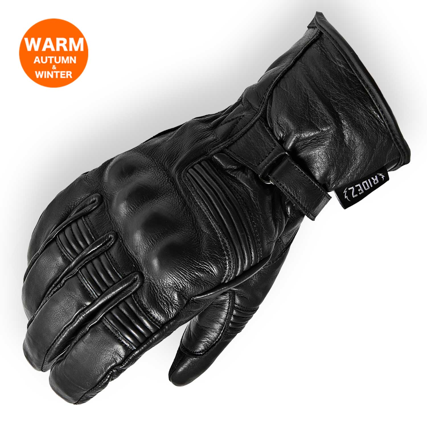RIDEZ HECTOR GLOVES Motorcycle Leather Gloves BLACK RWG09